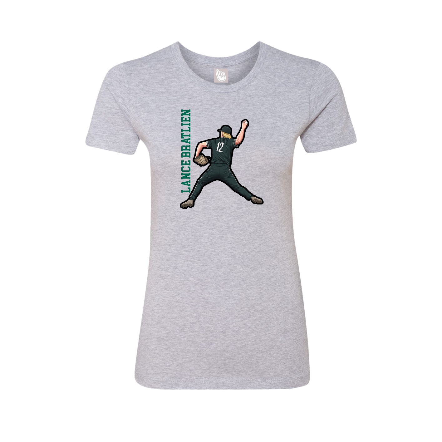 Fitted Women's Tee — Name Vertical in Grey