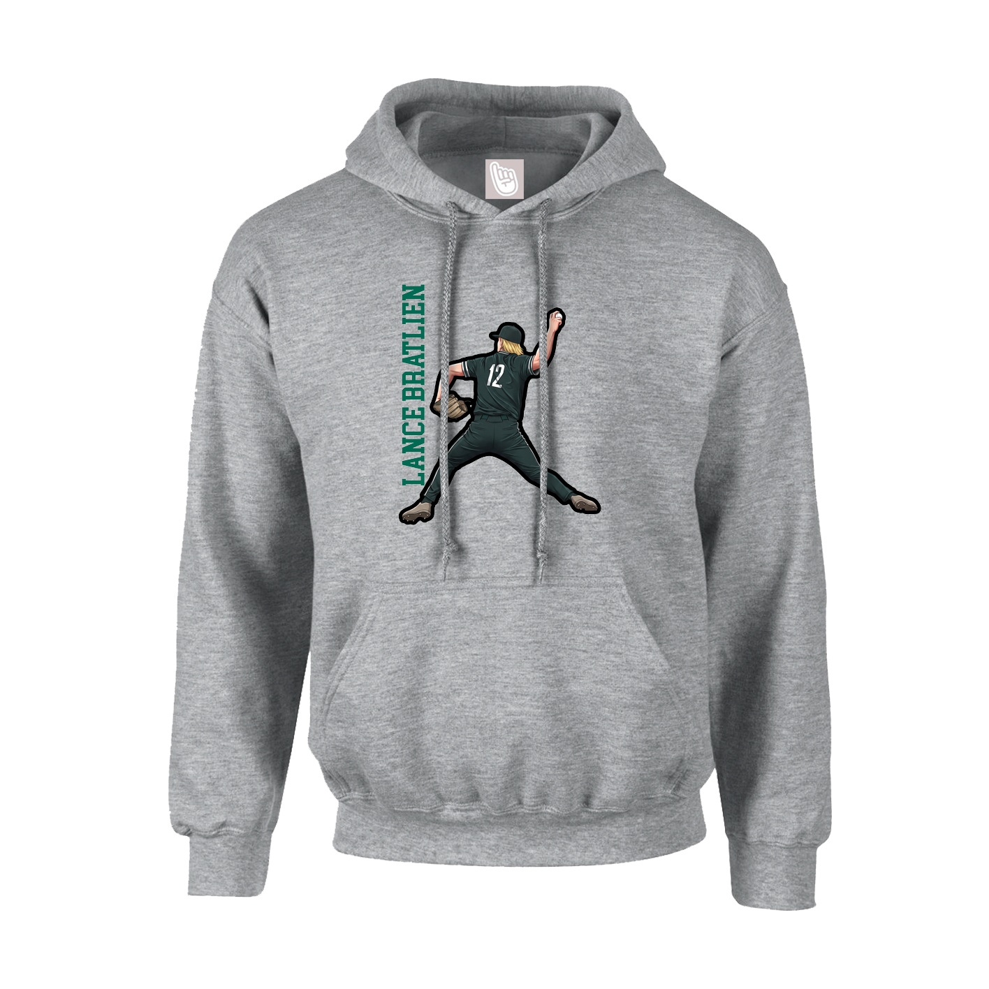 Hoodie — Name Vertical in Grey