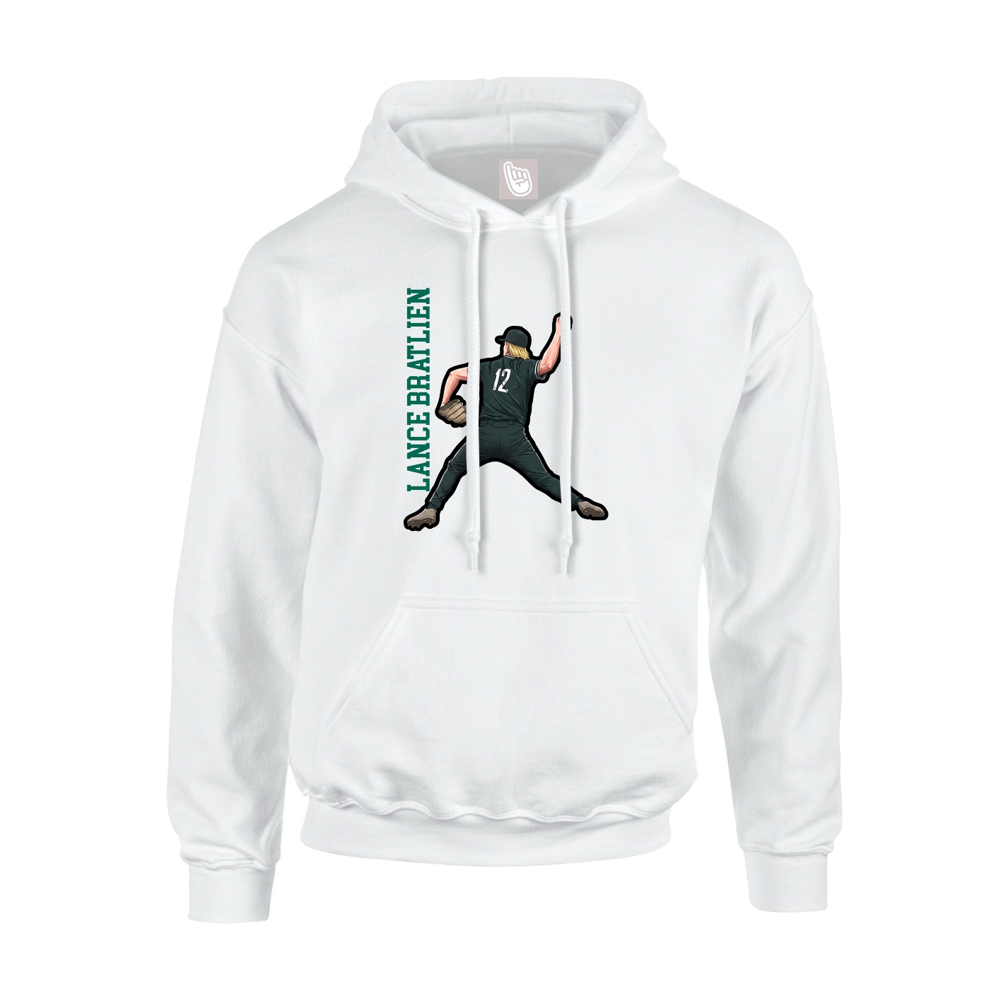Youth Hoodie — Name Vertical in White