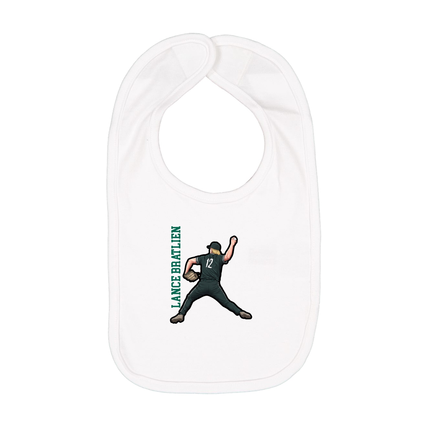 Infant Bib — Name Vertical in White