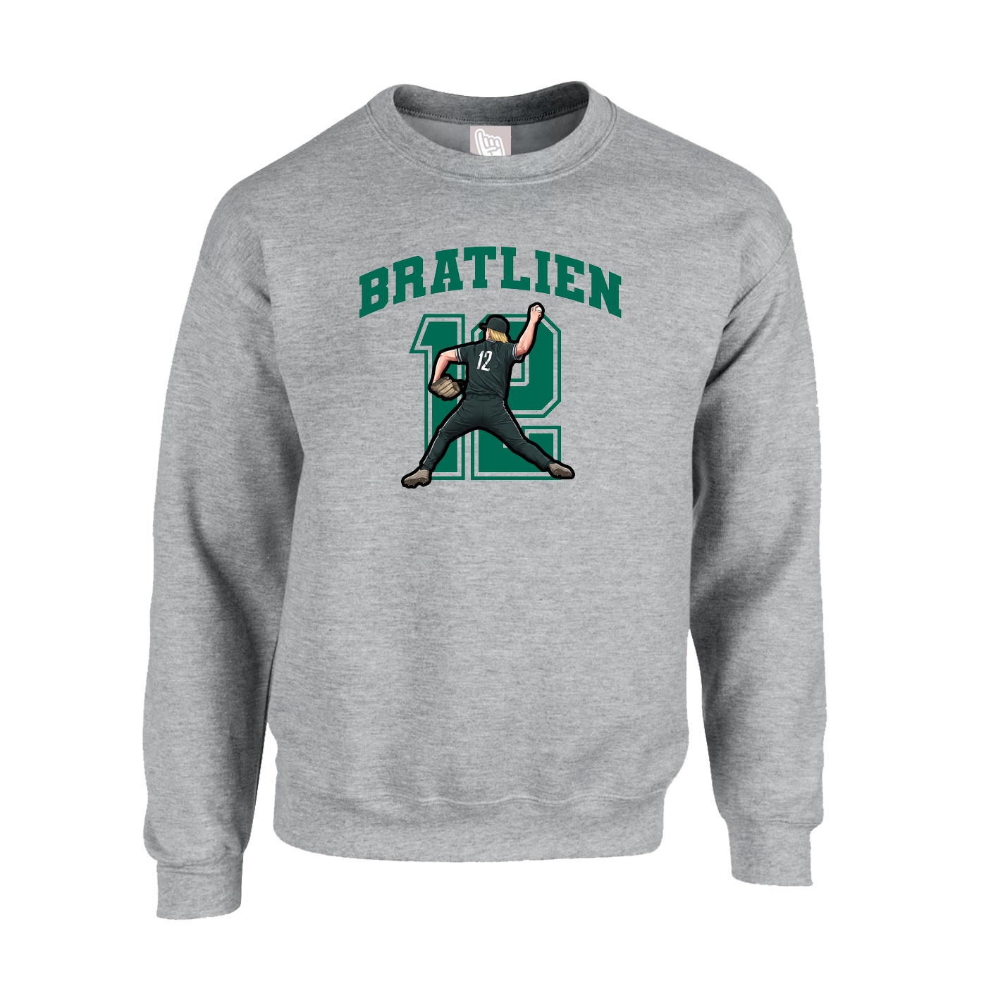 Fleece Crew — Number in Grey