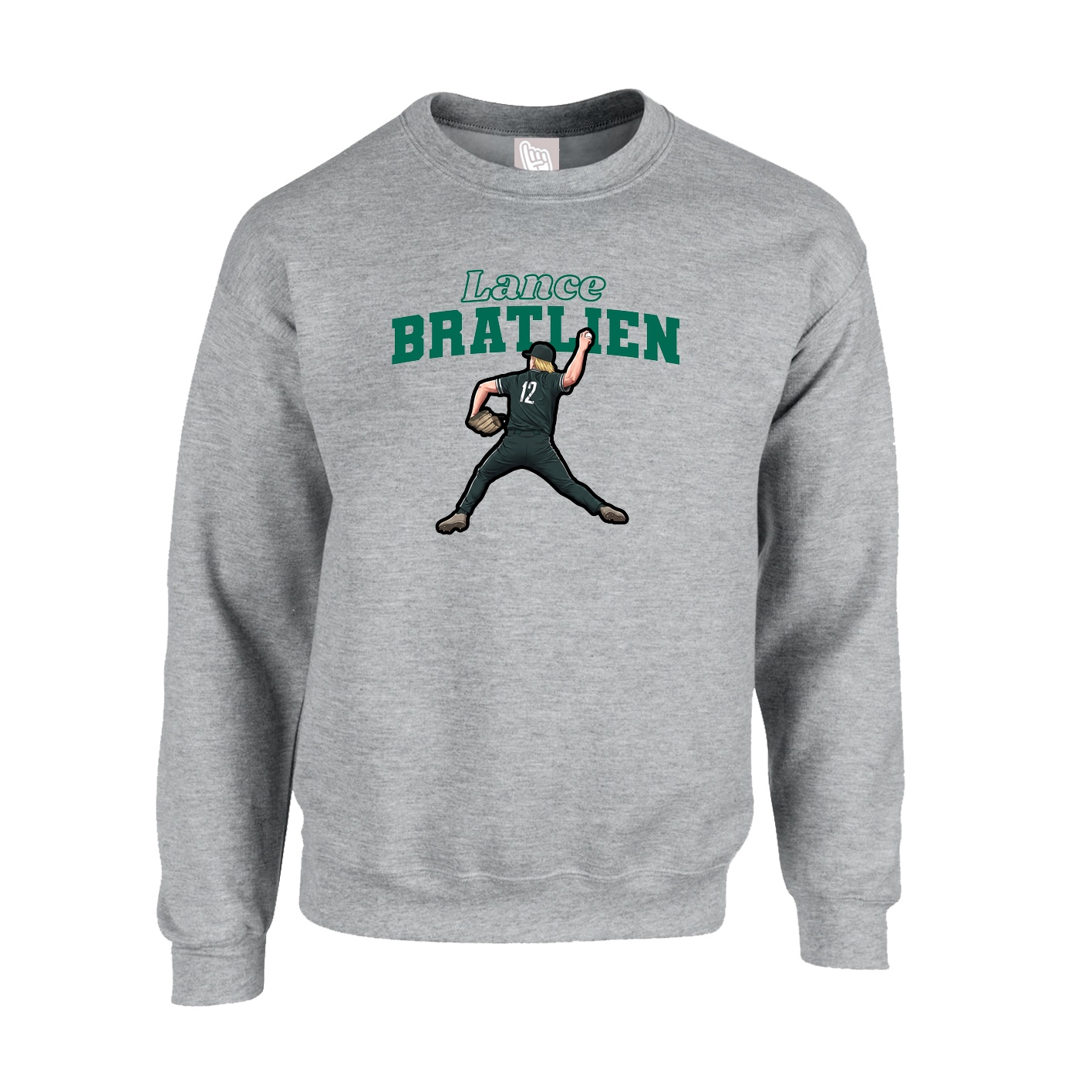 Fleece Crew — Name Arch in Grey