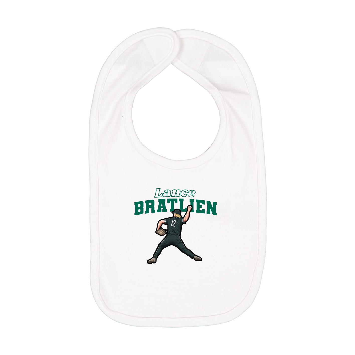 Infant Bib — Name Arch in White