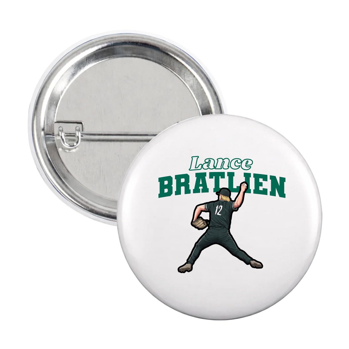 Game Day Button — Name Arch in White