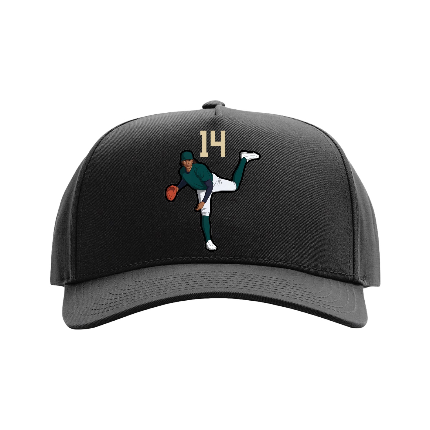 Full Fabric Five-Panel Champ Cap — Number Top in Black