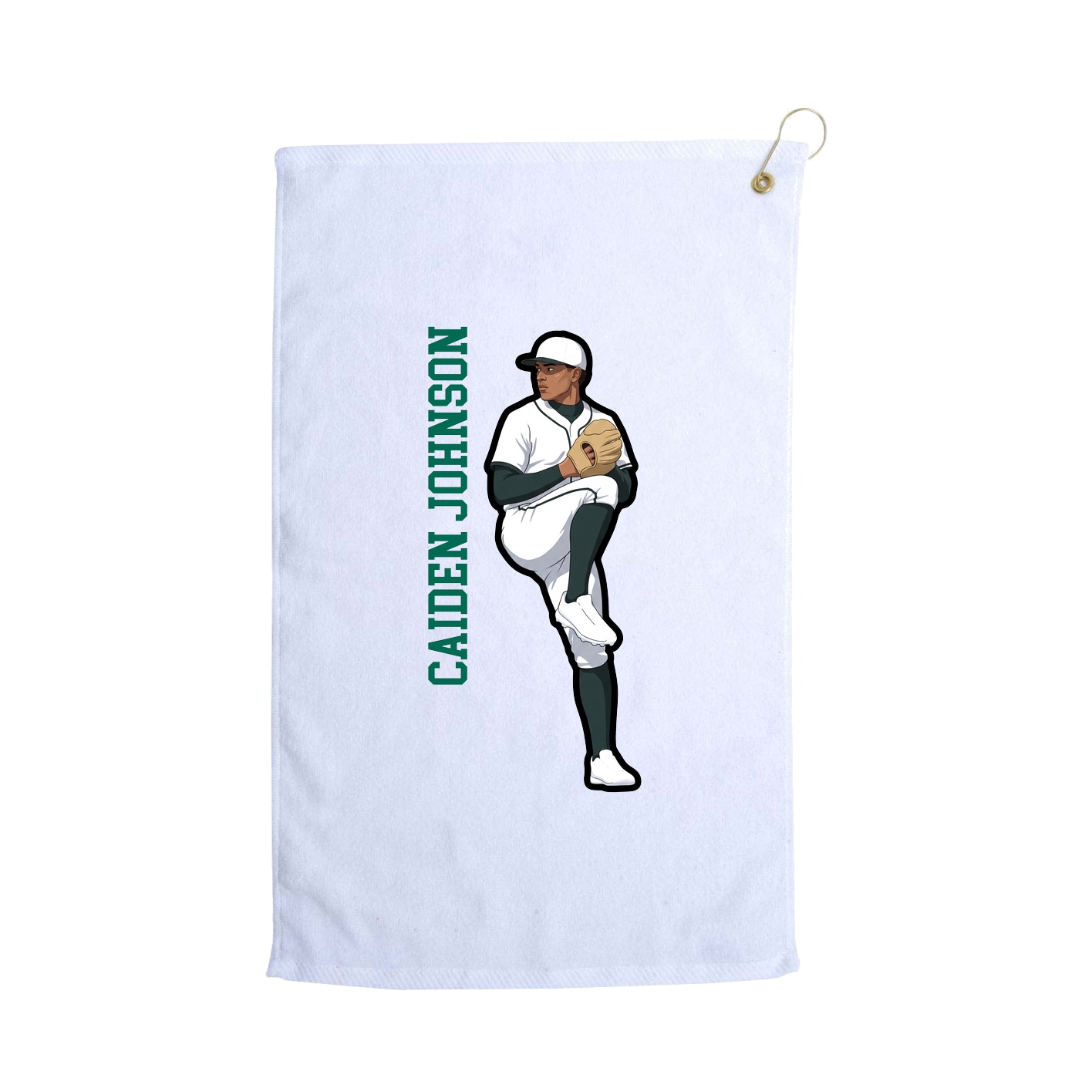 Golf Towel — Name Vertical in White