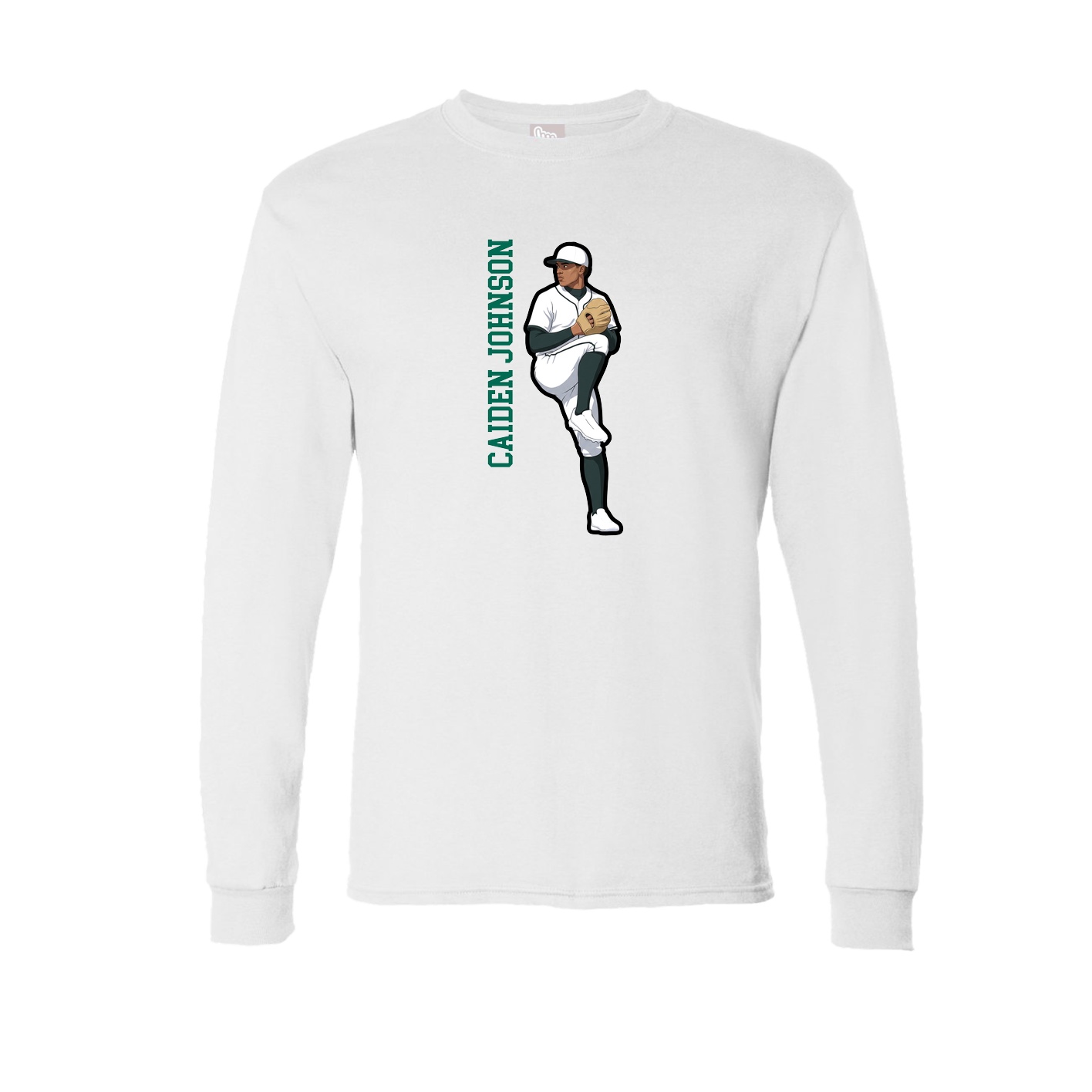 Long Sleeve Tee — Name Vertical in White