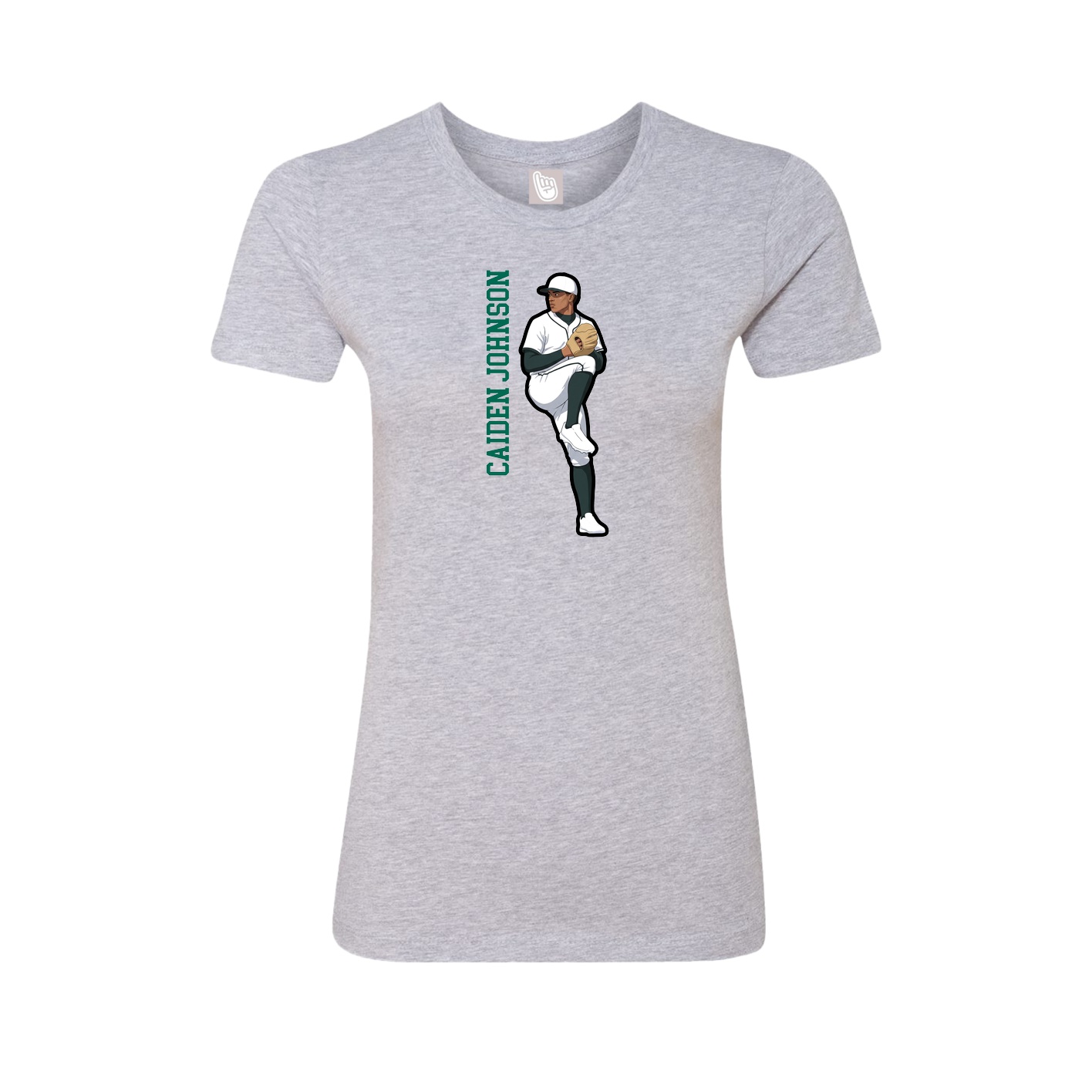 Fitted Women's Tee — Name Vertical in Grey