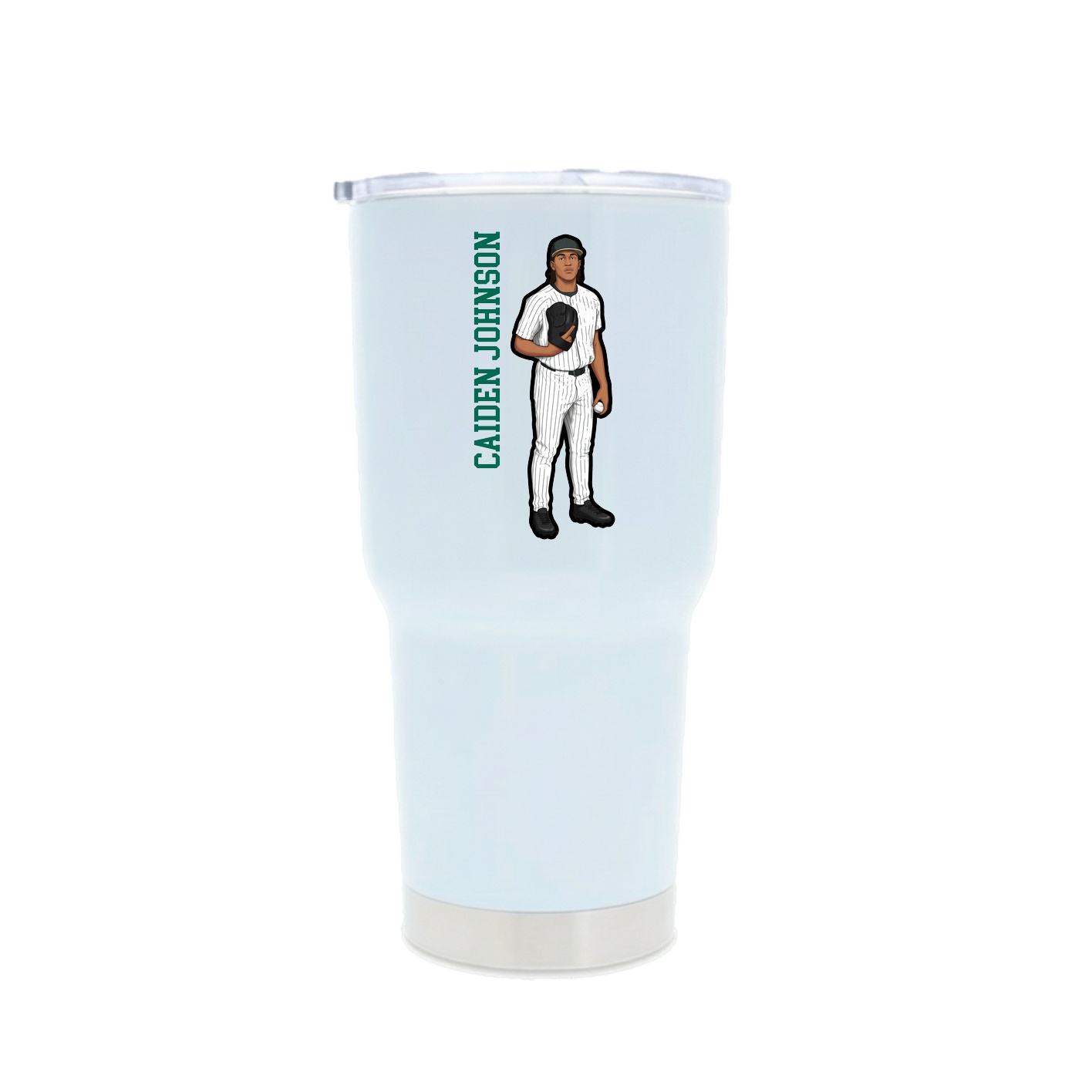 30oz Stainless Steel Tumbler — Name Vertical in White