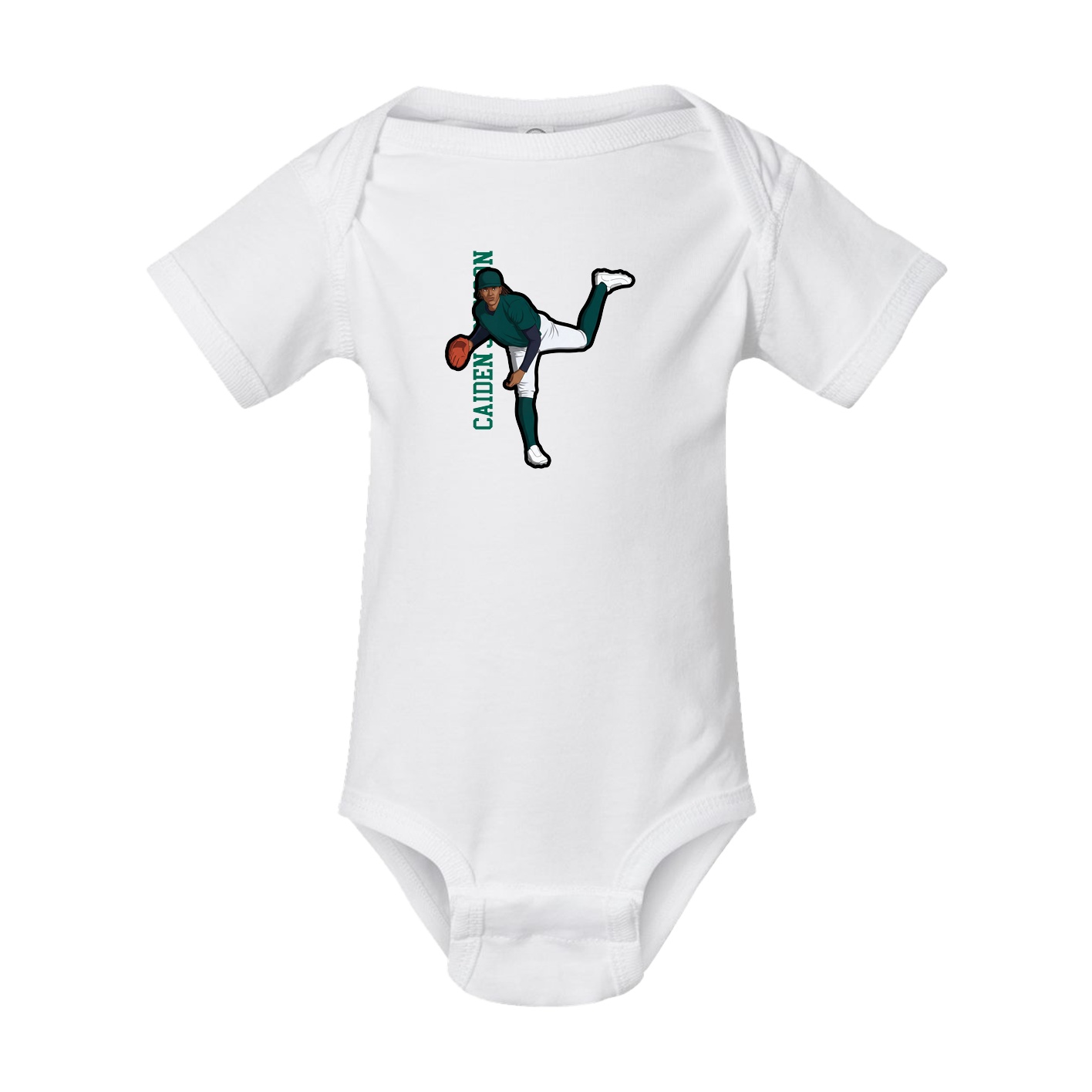 Baby Onesie — Name Vertical in White