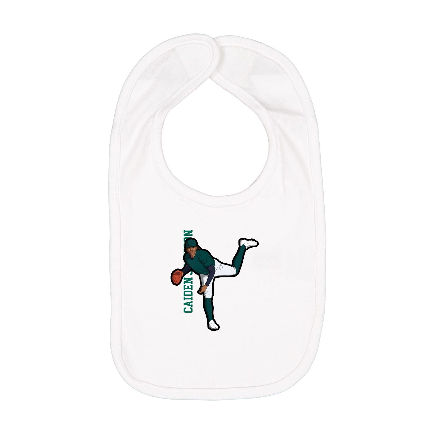Infant Bib — Name Vertical in White