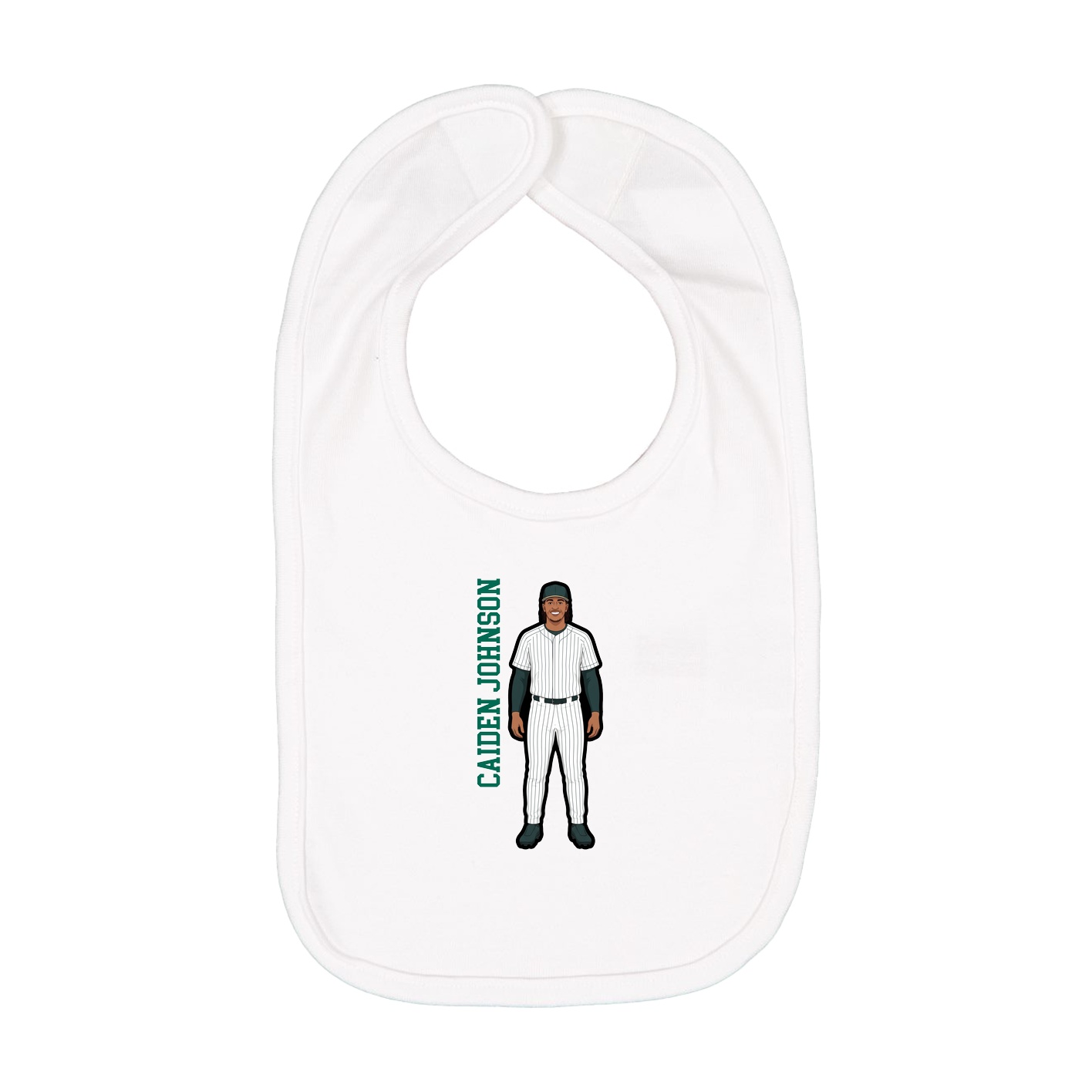 Infant Bib — Name Vertical in White