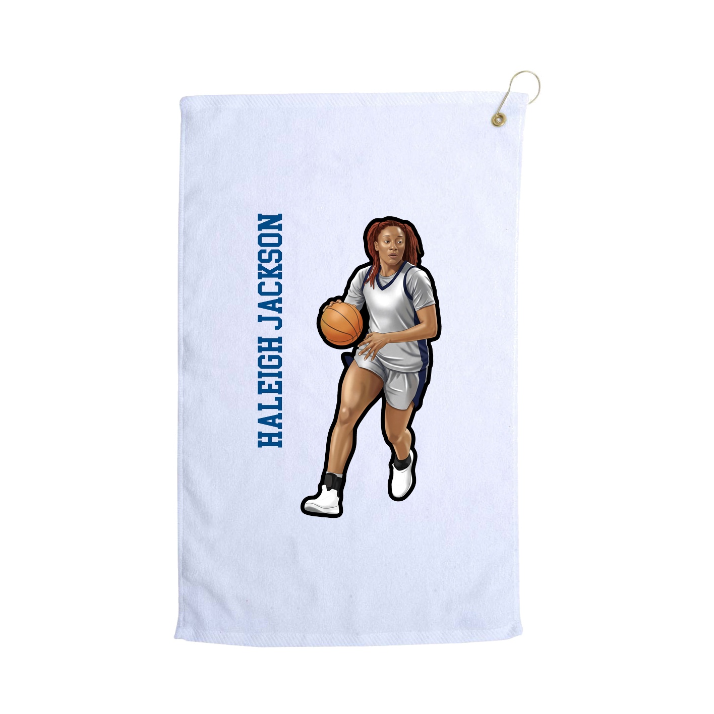 Golf Towel — Name Vertical in White