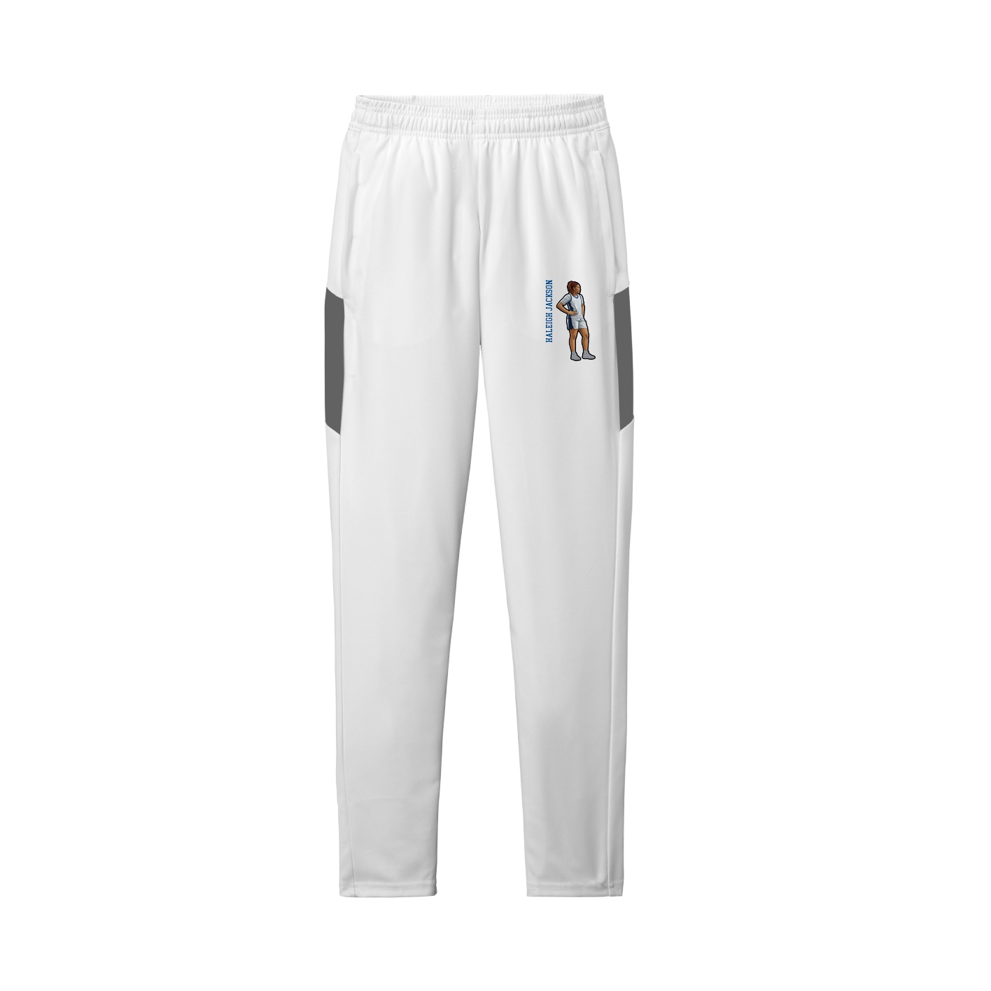 Team Travel Pant — Name Vertical in White/Grey