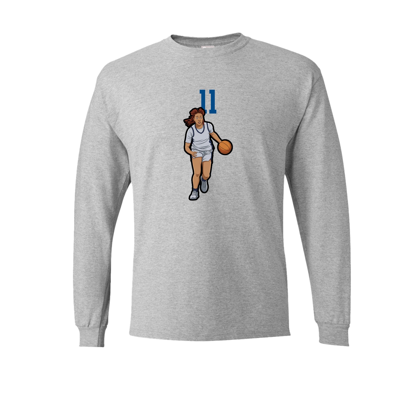 Long Sleeve Tee — Number Top in Grey