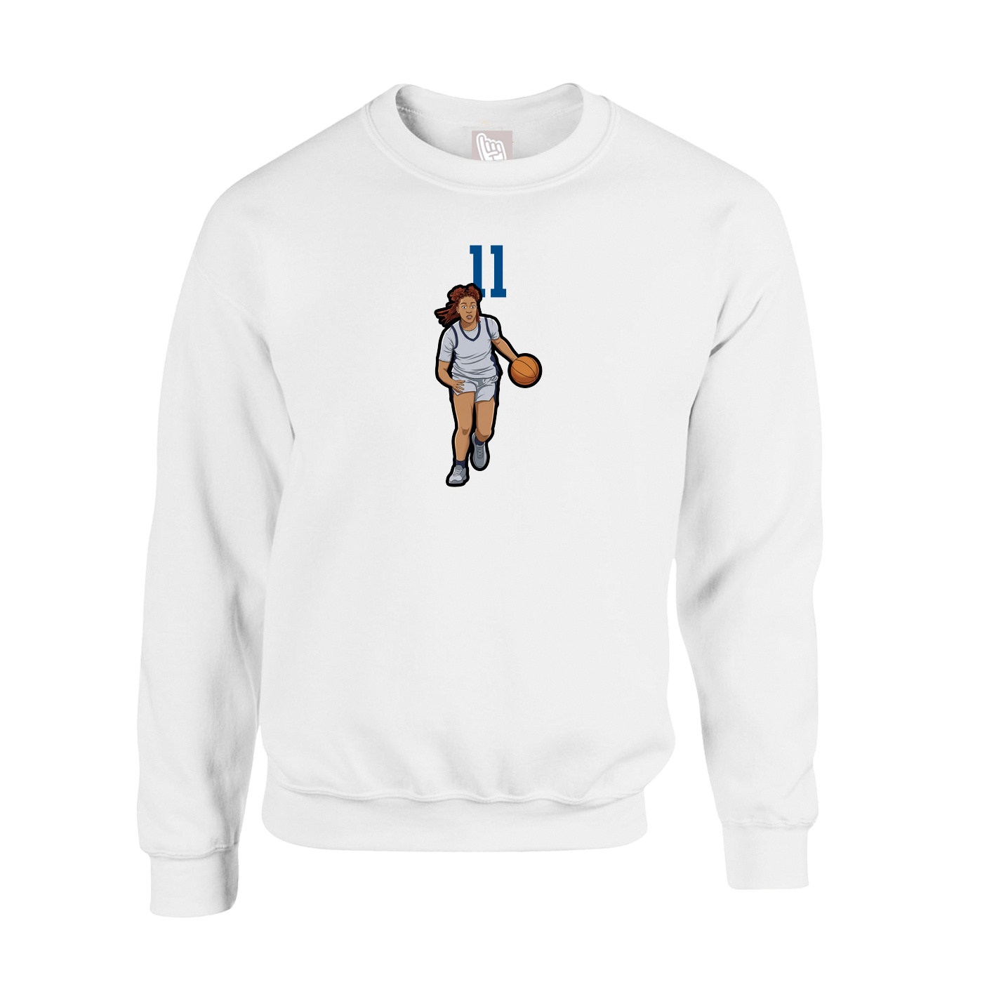 Fleece Crew — Number Top in White
