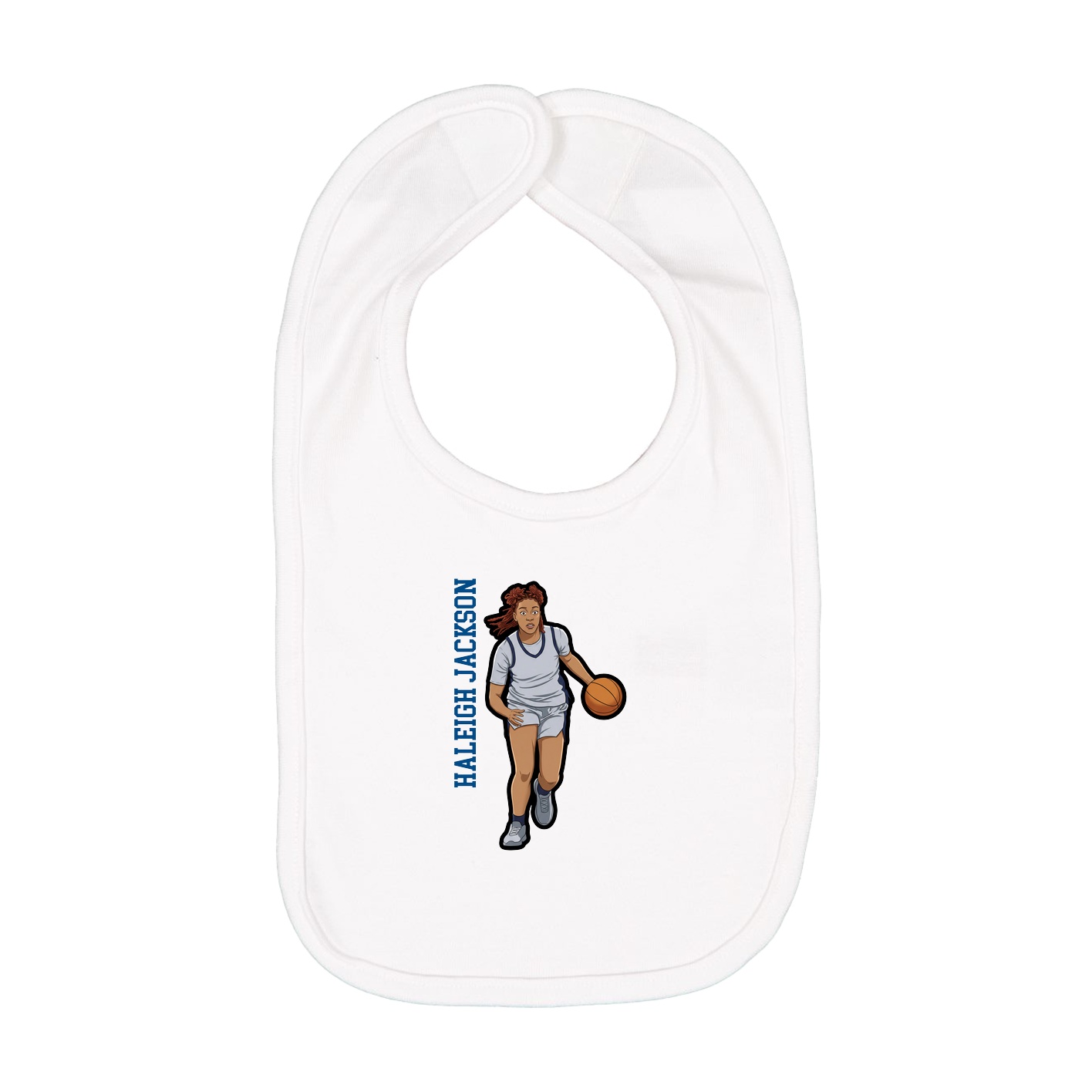 Infant Bib — Name Vertical in White