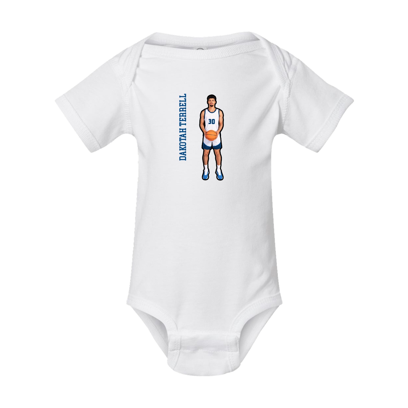 Baby Onesie — Name Vertical in White