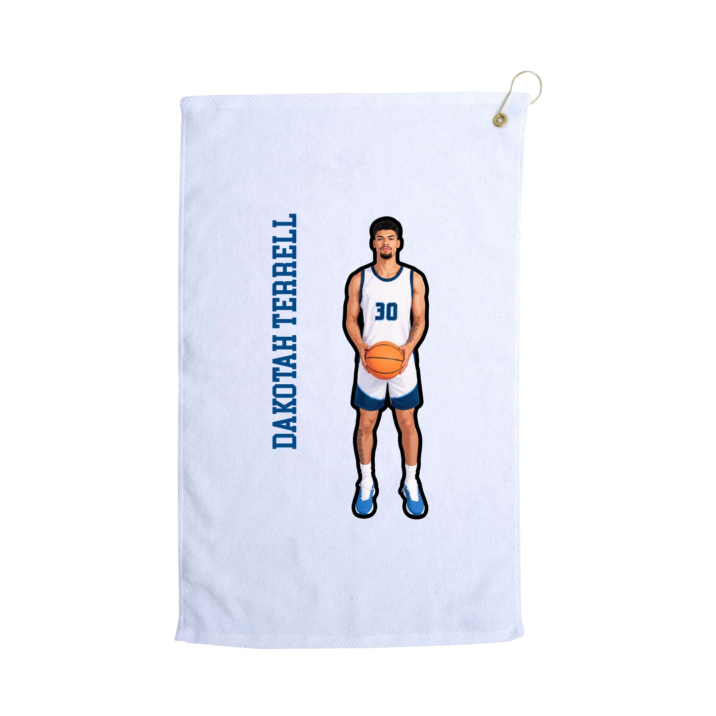 Golf Towel — Name Vertical in White