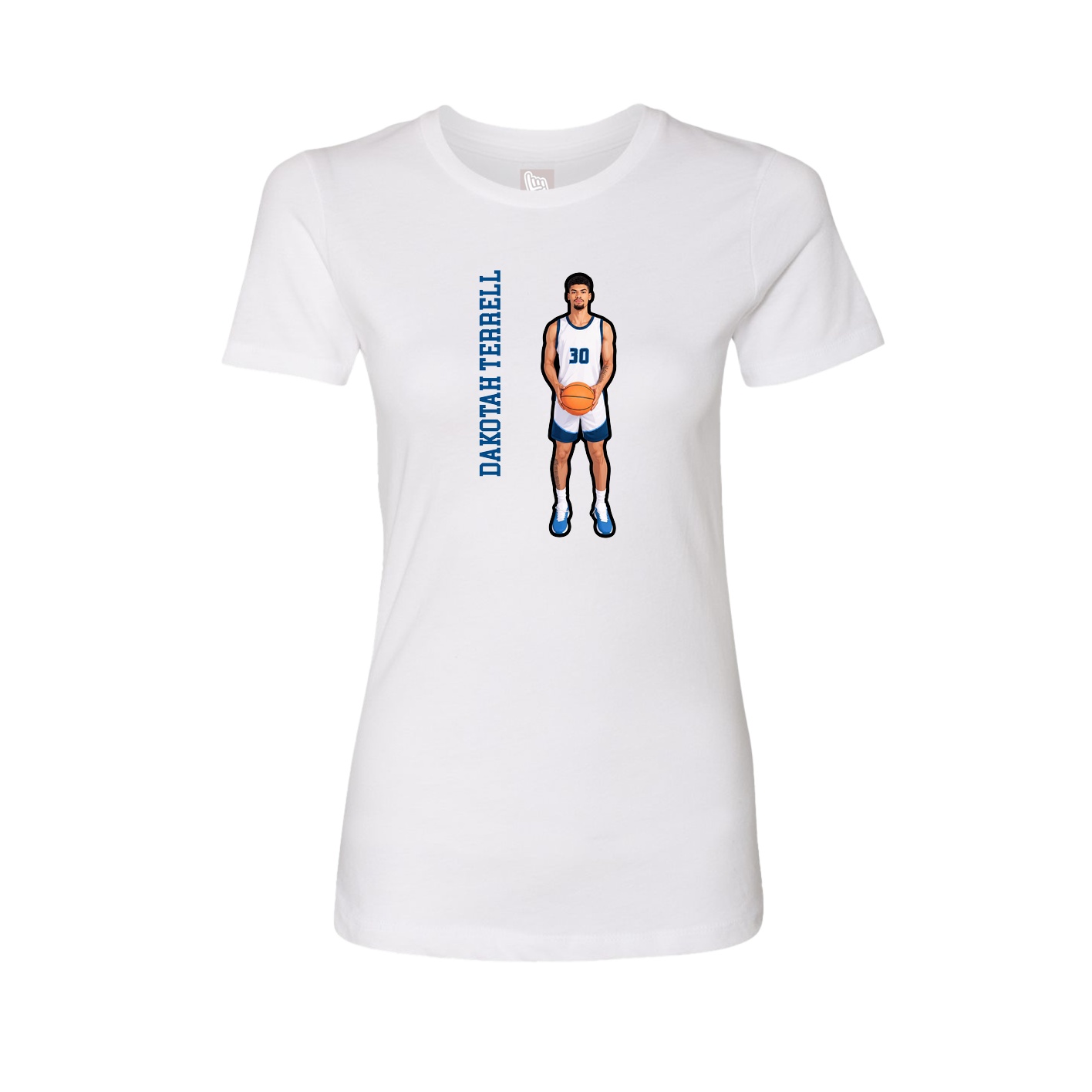 Fitted Women's Tee — Name Vertical in White