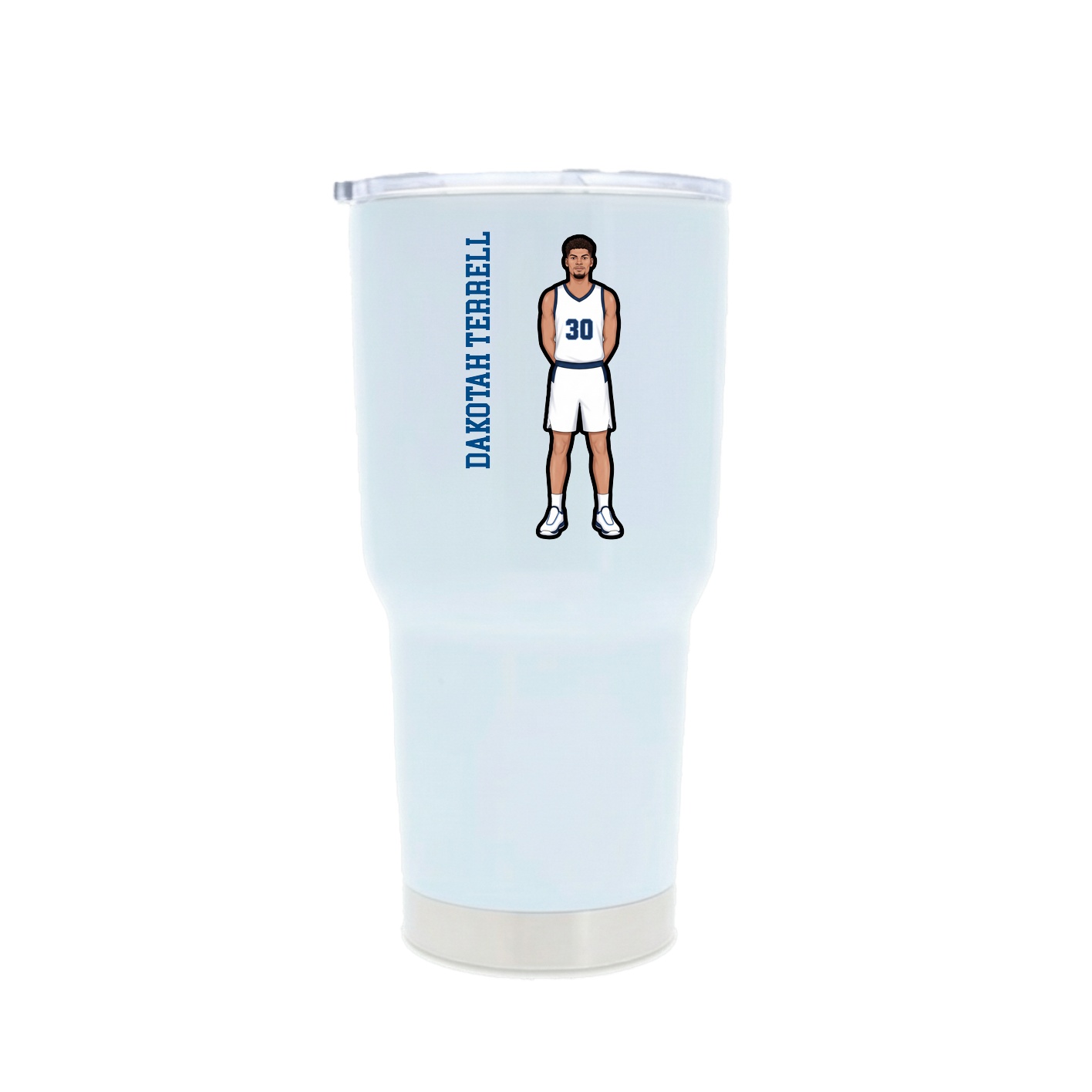 30oz Stainless Steel Tumbler — Name Vertical in White