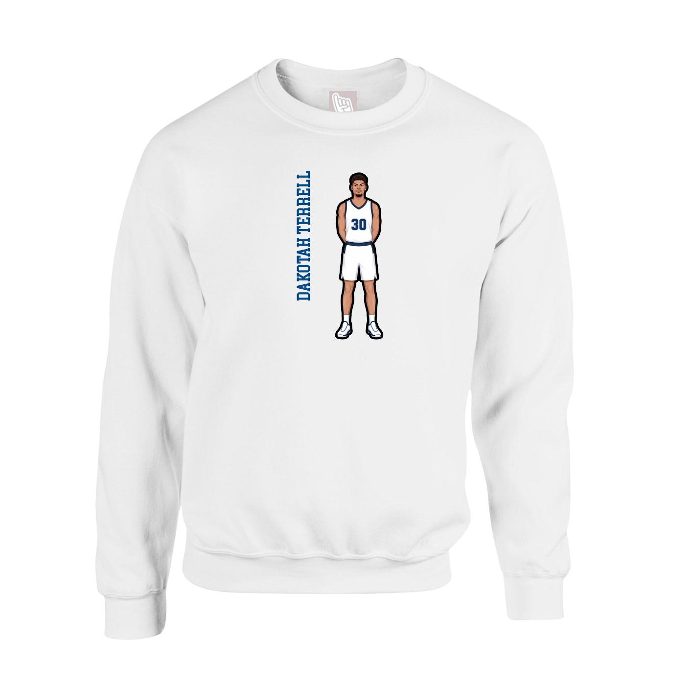 Fleece Crew — Name Vertical in White