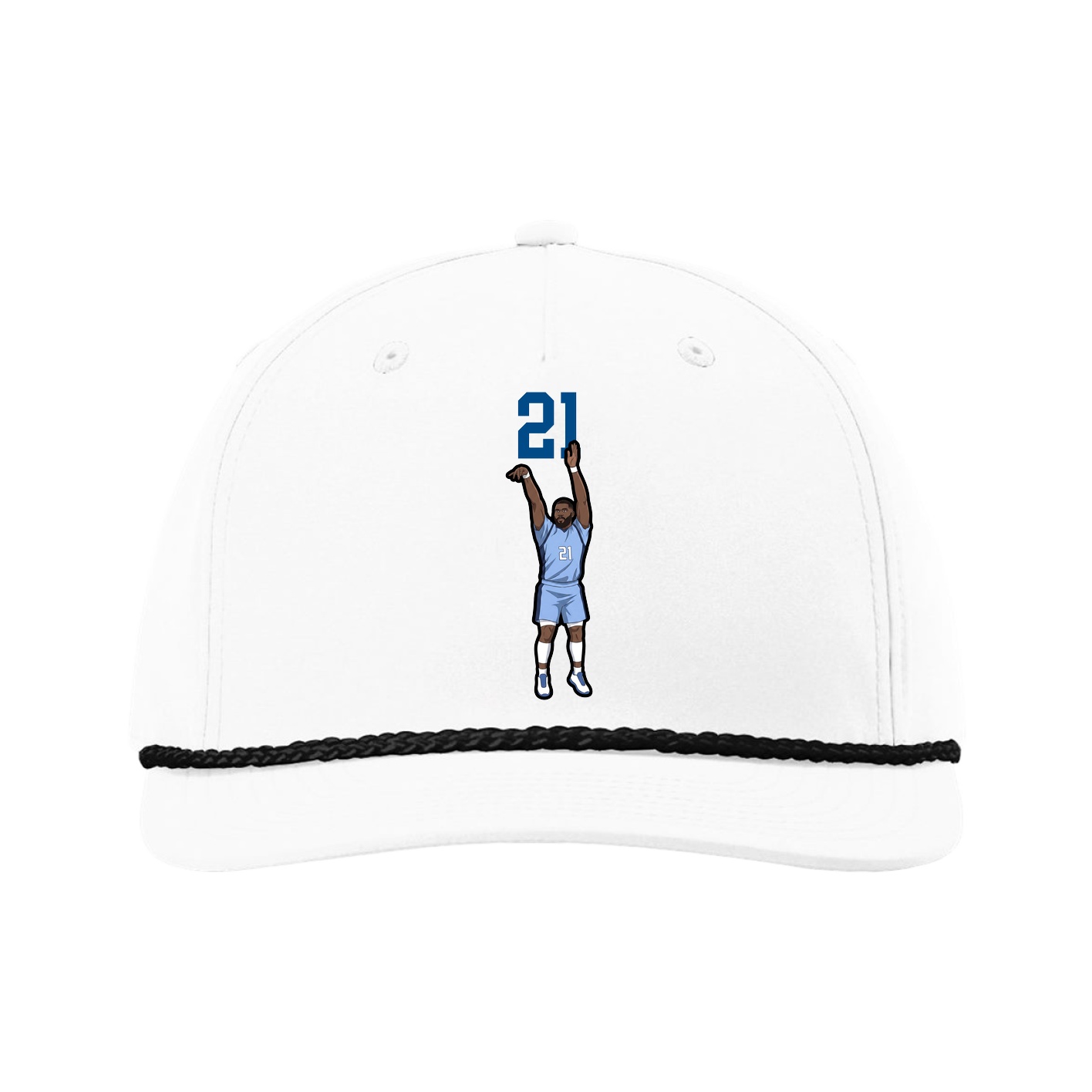 Five-Panel Classic Rope Cap — Number Top in White