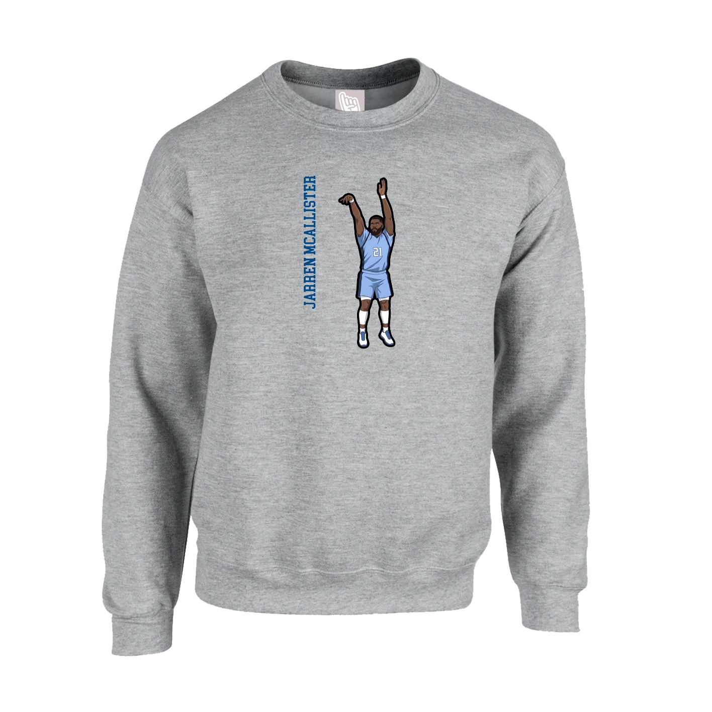 Fleece Crew — Name Vertical in Grey
