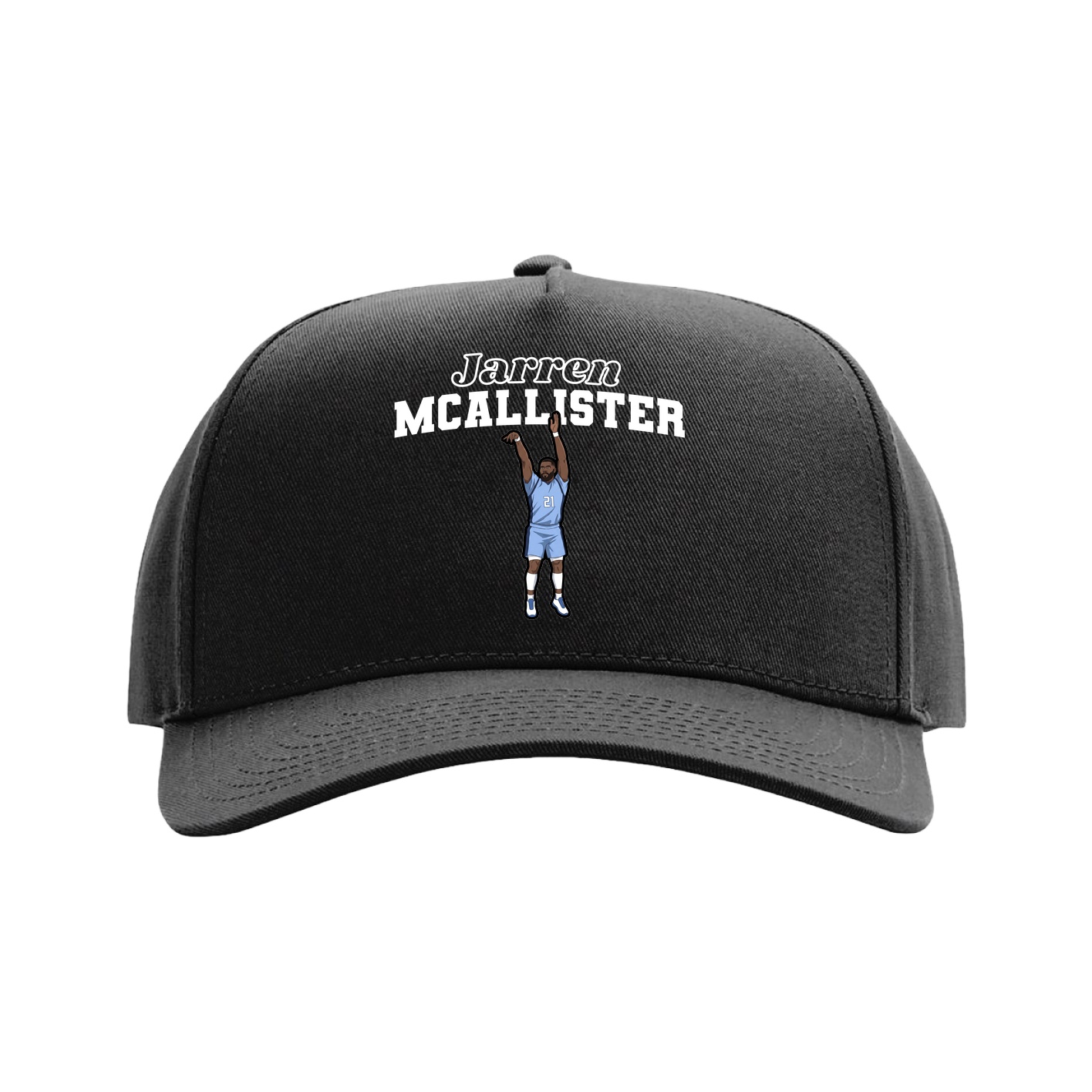 Full Fabric Five-Panel Champ Cap — Name Arch in Black