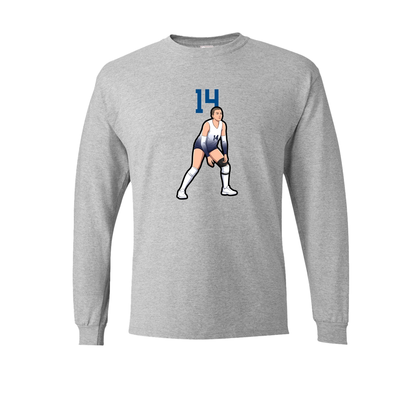 Long Sleeve Tee — Number Top in Grey