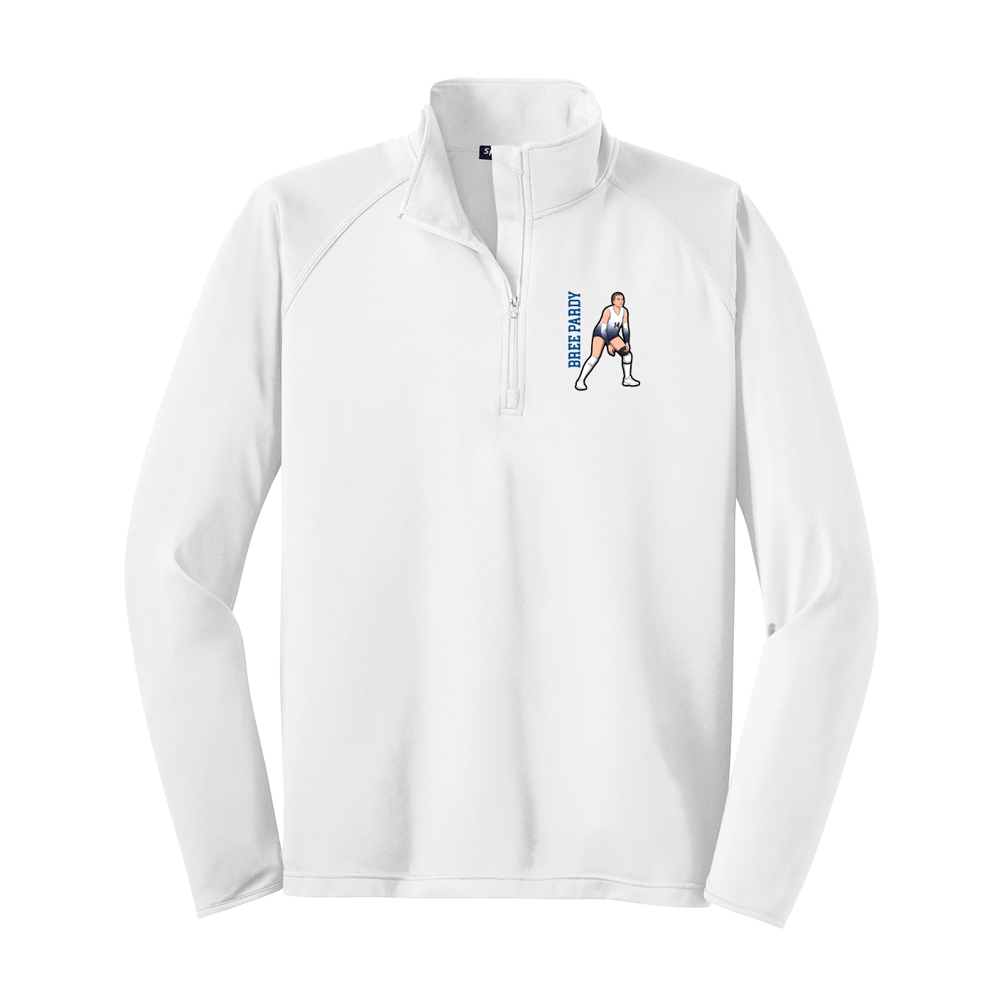 Q-Zip Pullover — Name Vertical in White