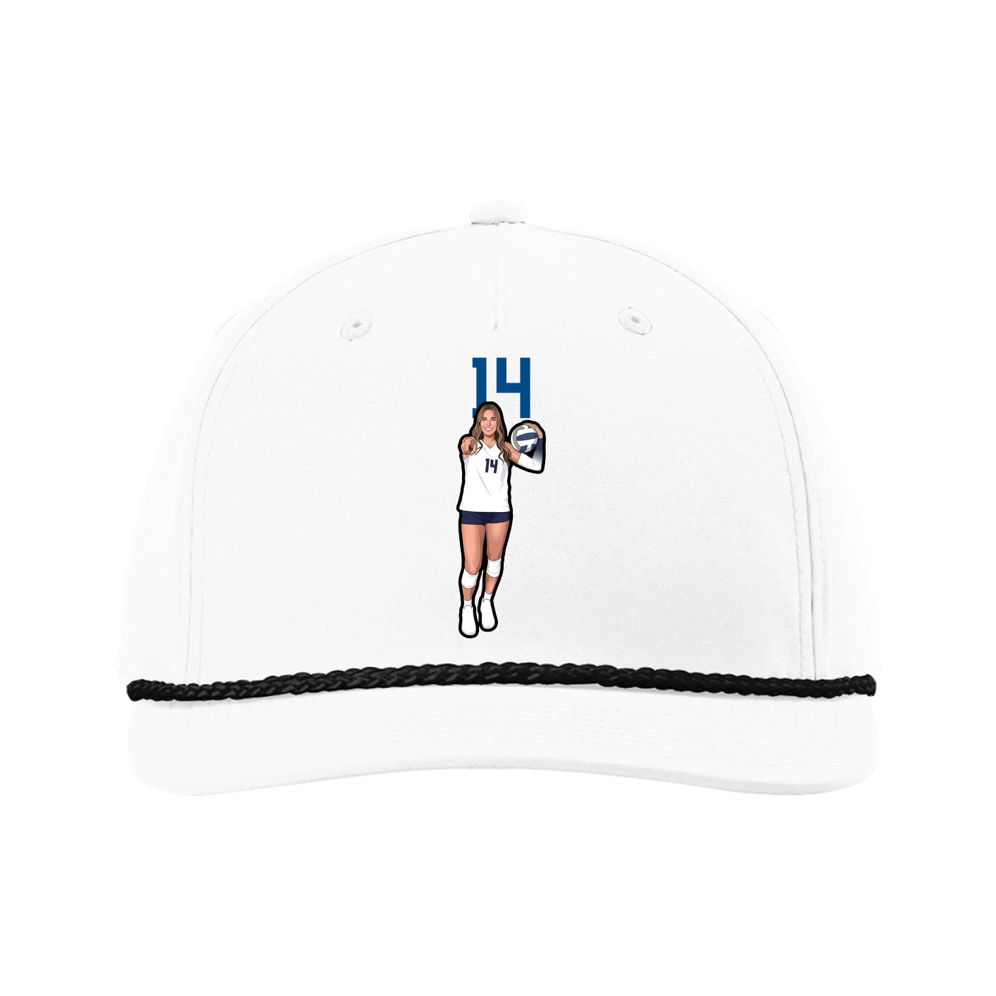 Five-Panel Classic Rope Cap — Number Top in White