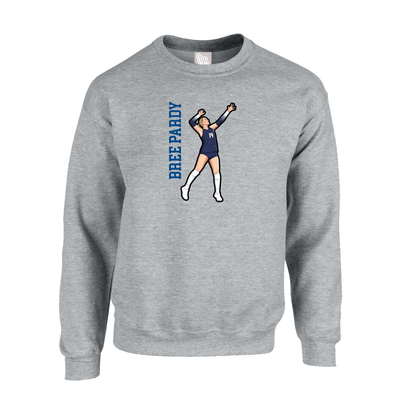 Fleece Crew — Name Vertical in Grey