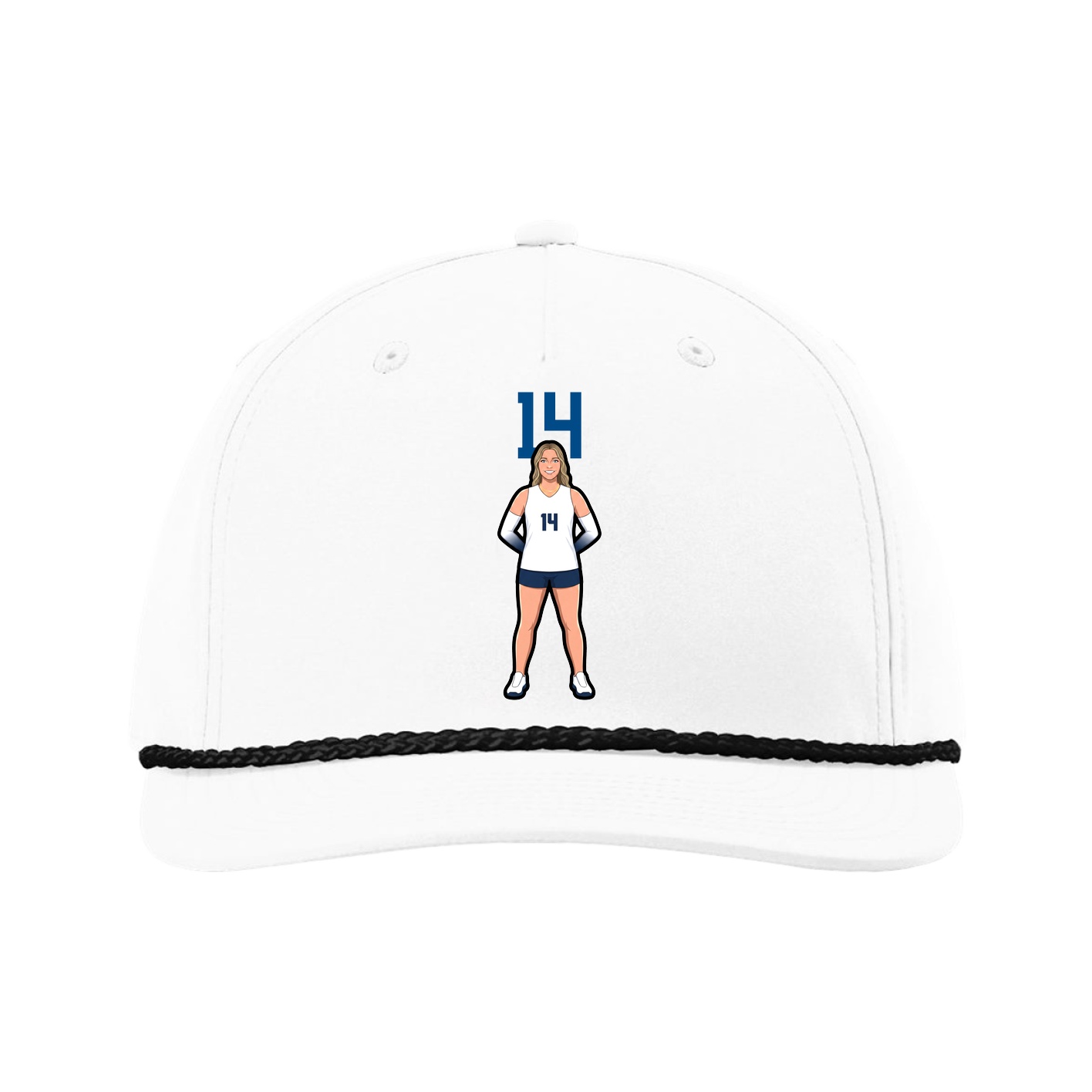 Five-Panel Classic Rope Cap — Number Top in White
