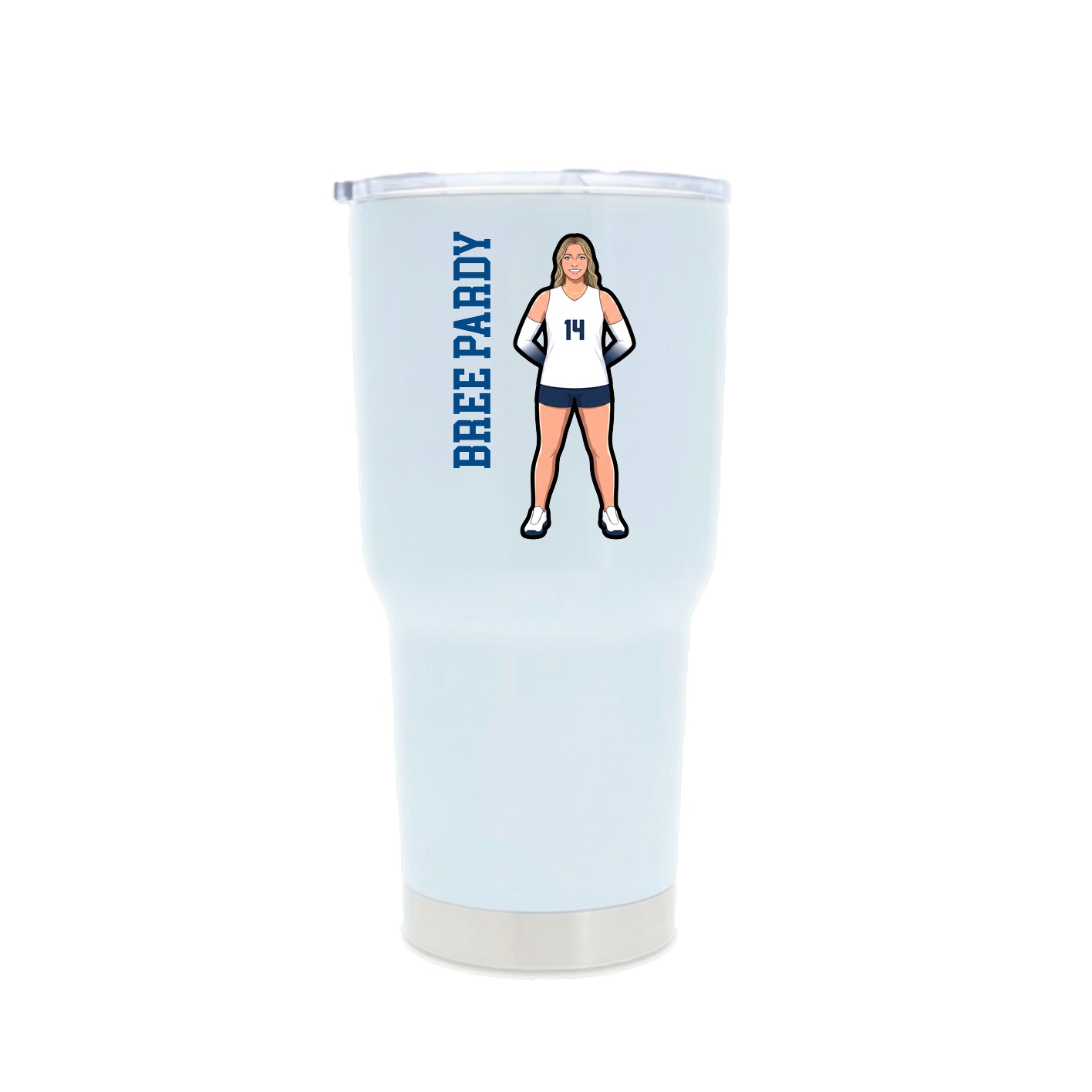 30oz Stainless Steel Tumbler — Name Vertical in White