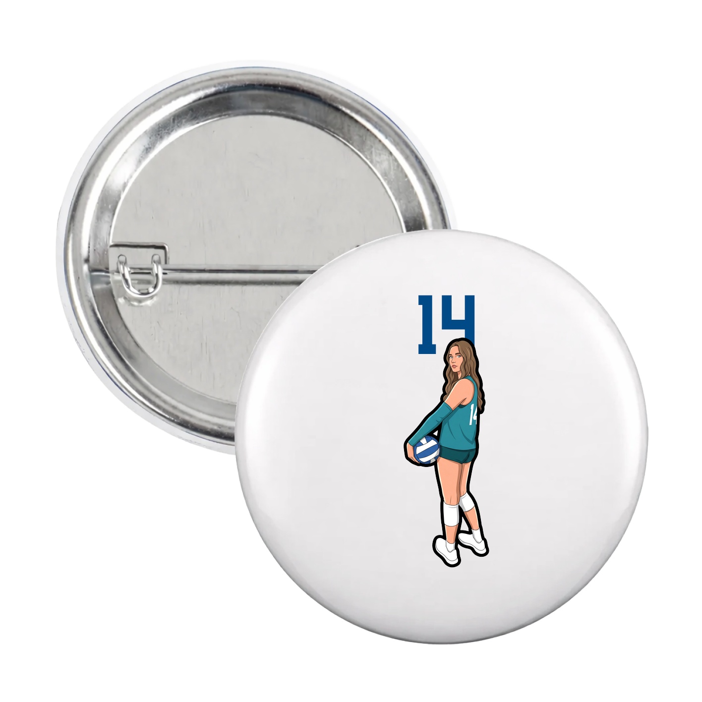 Game Day Button — Number Top in White
