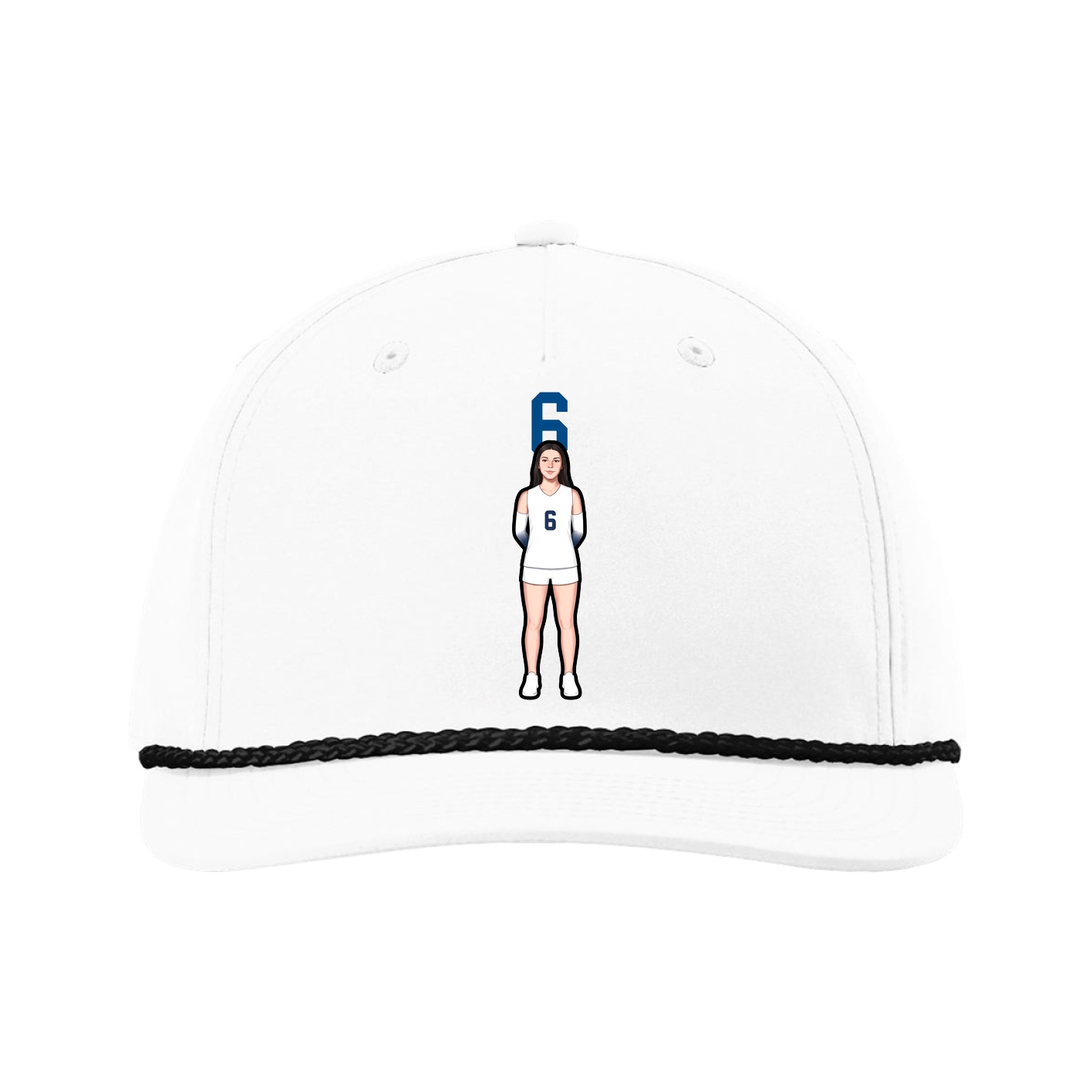 Five-Panel Classic Rope Cap — Number Top in White