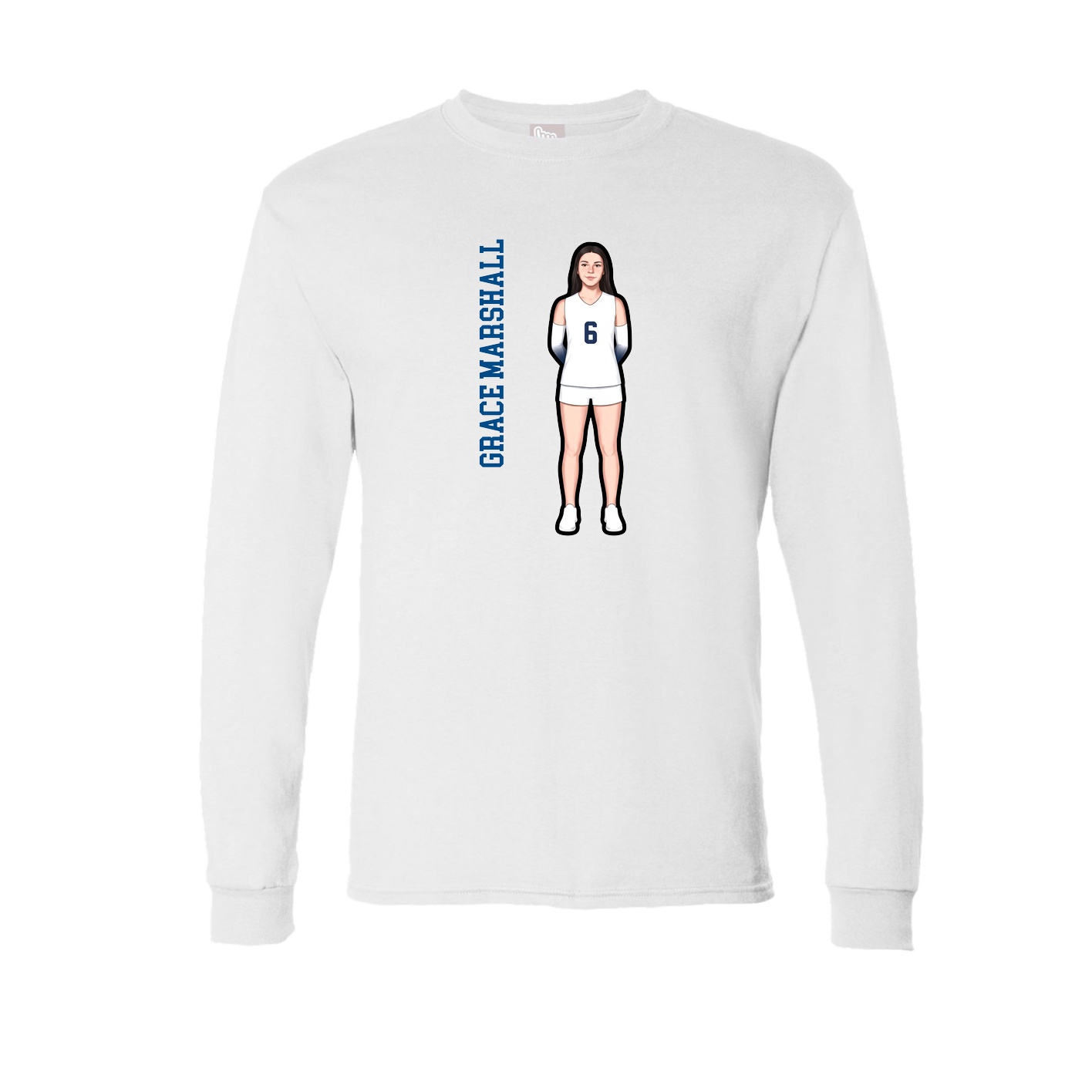Long Sleeve Tee — Name Vertical in White