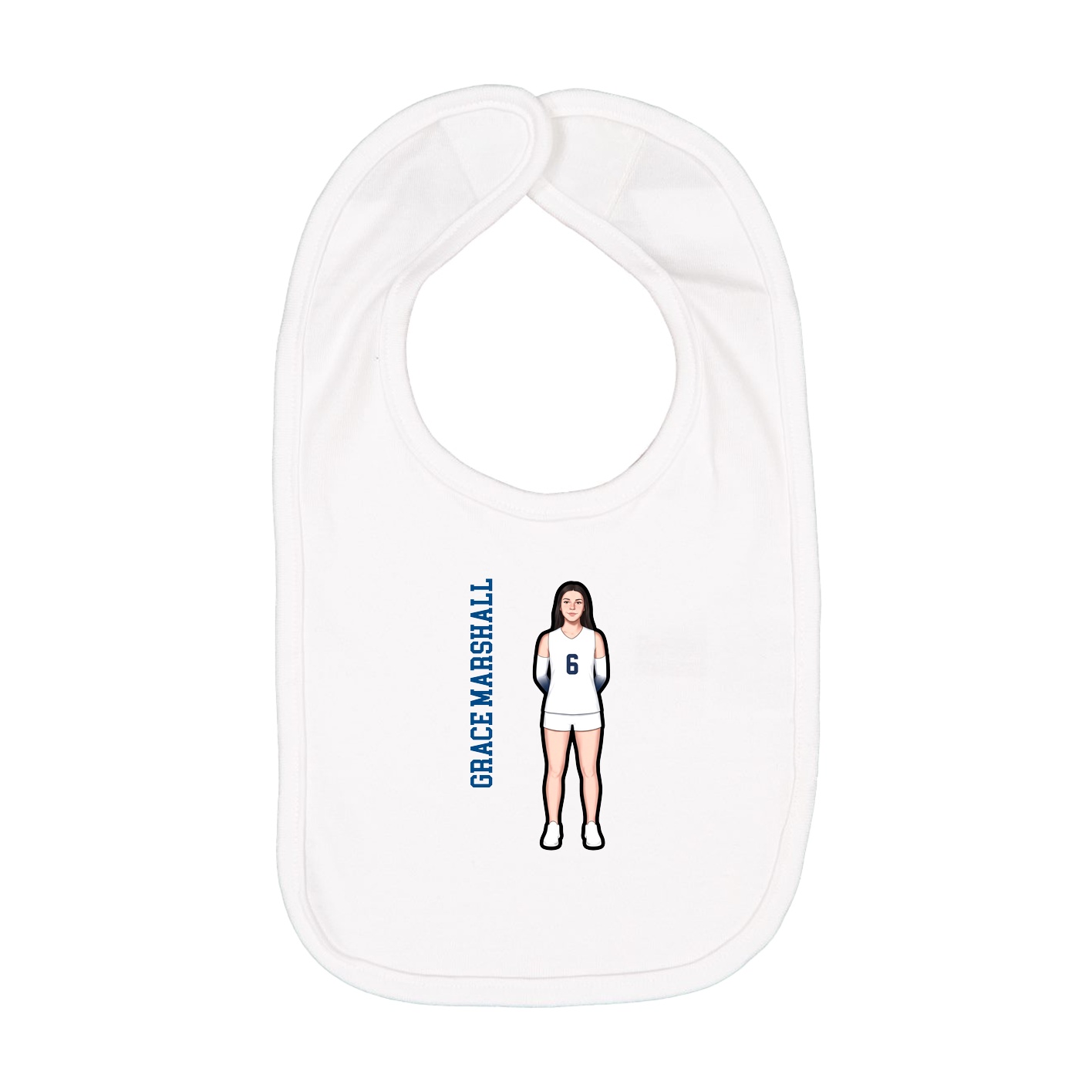 Infant Bib — Name Vertical in White