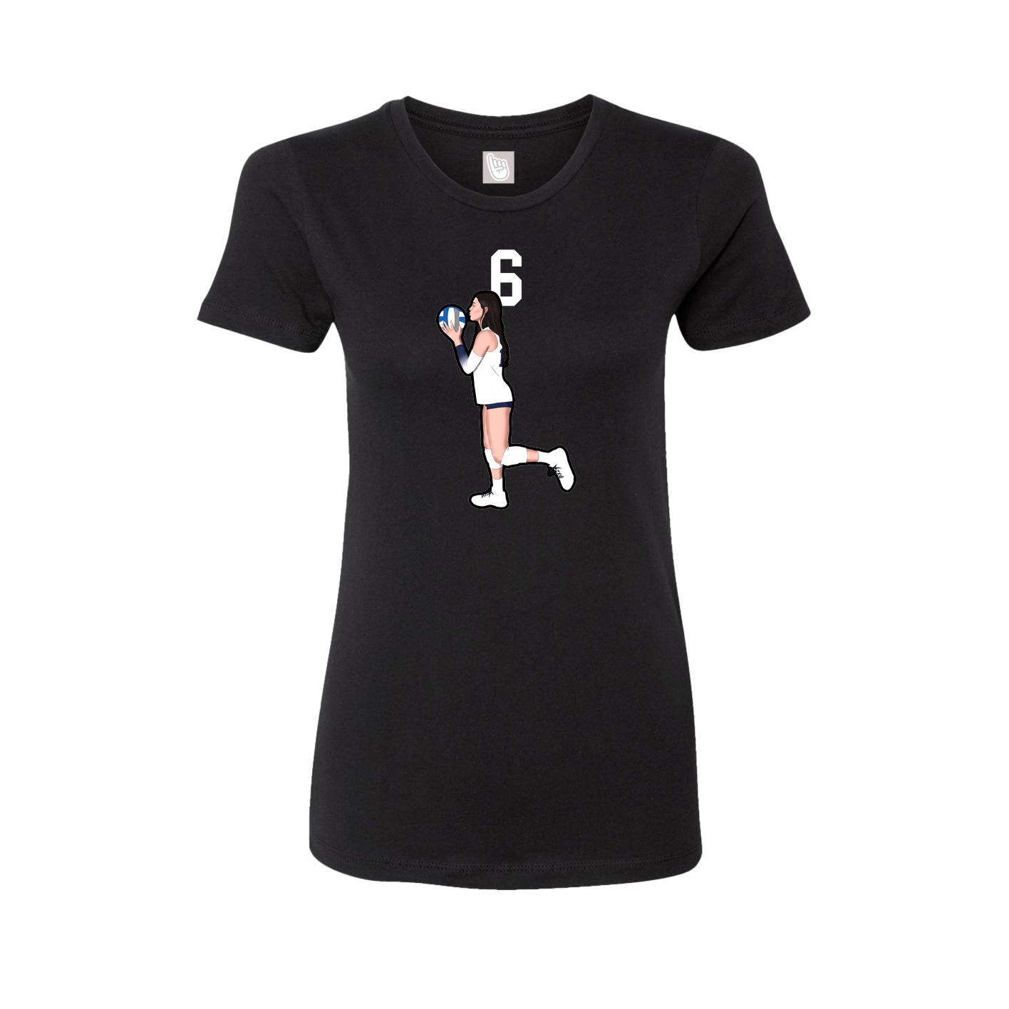 Fitted Women's Tee — Number Top in Black