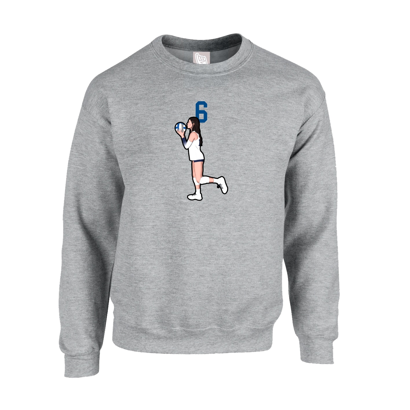Fleece Crew — Number Top in Grey