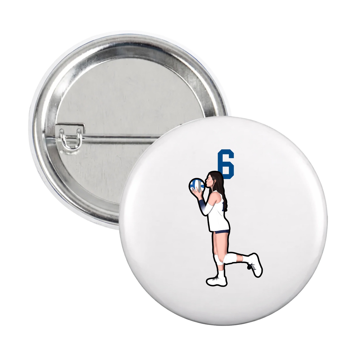 Game Day Button — Number Top in White
