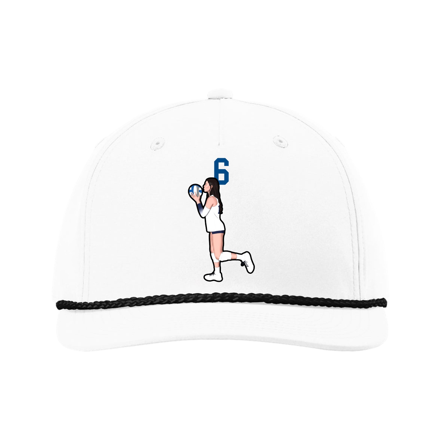 Five-Panel Classic Rope Cap — Number Top in White