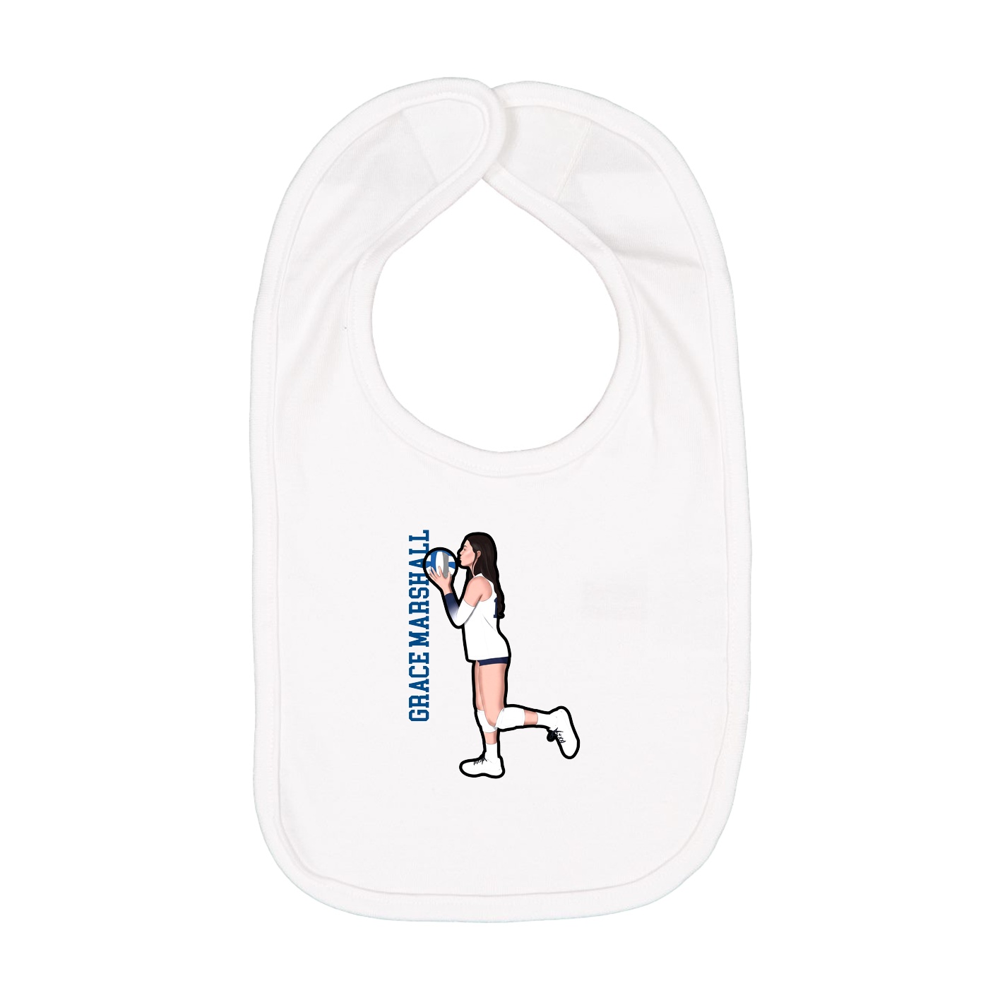 Infant Bib — Name Vertical in White