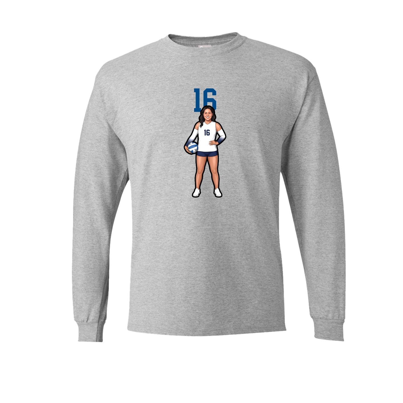 Long Sleeve Tee — Number Top in Grey