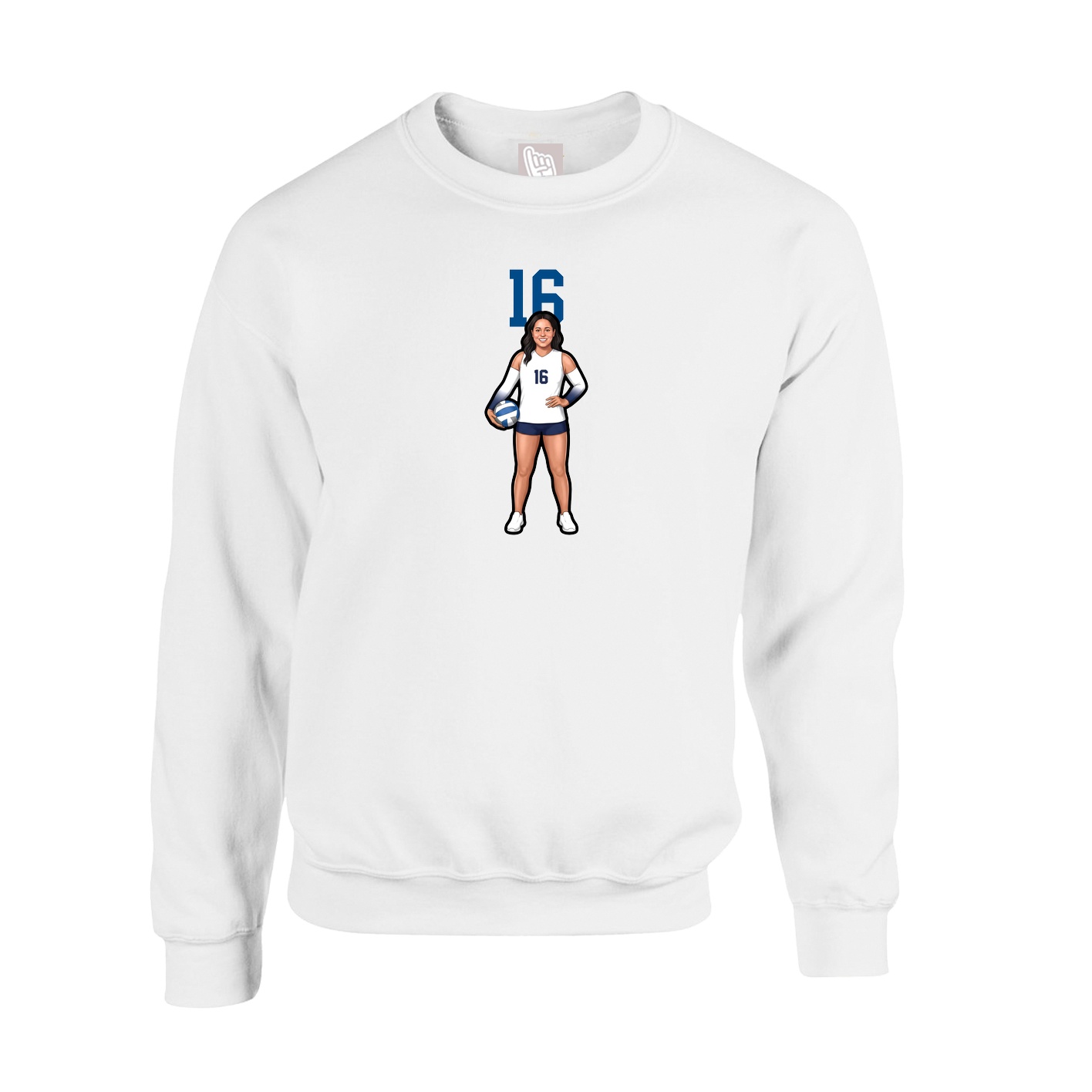 Fleece Crew — Number Top in White