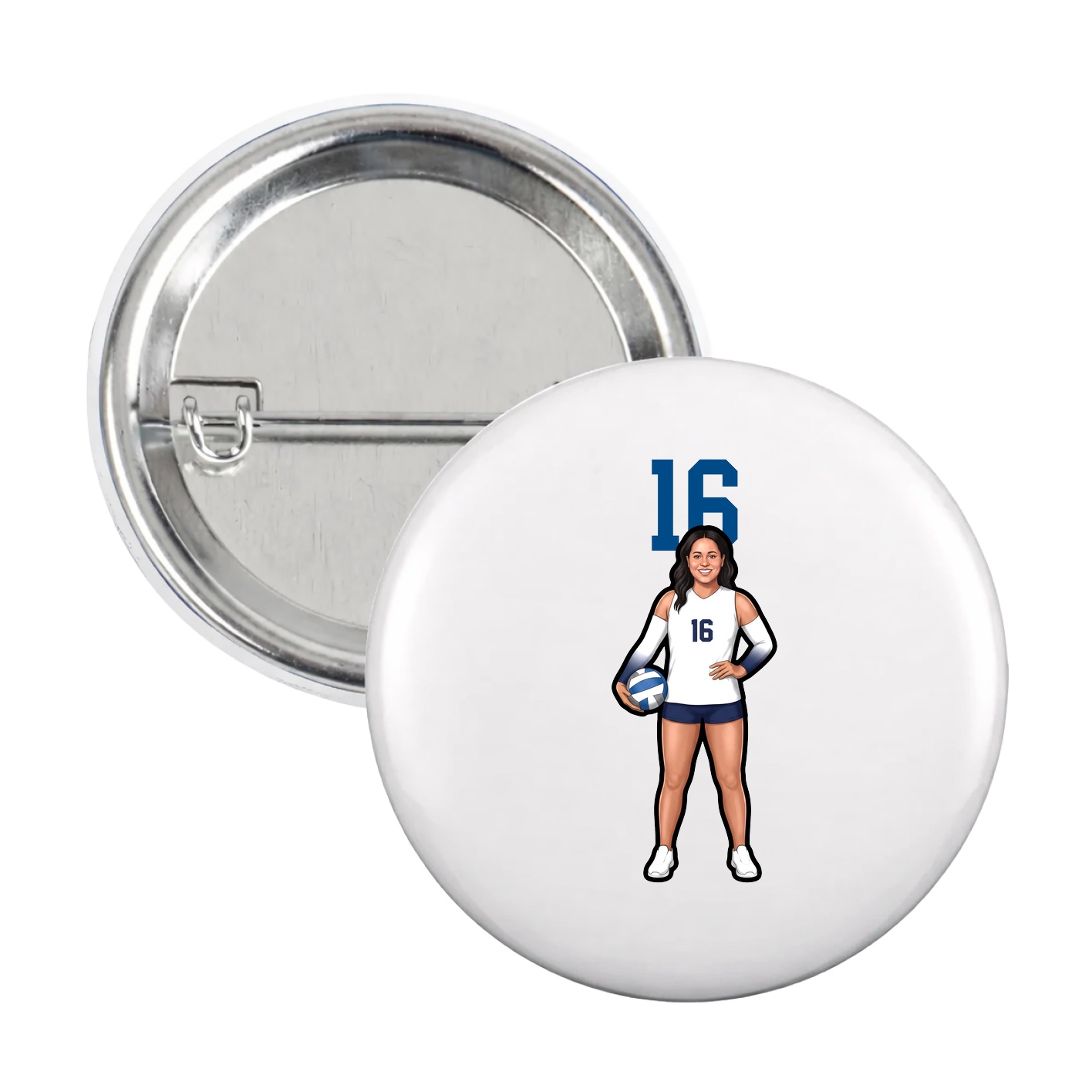 Game Day Button — Number Top in White