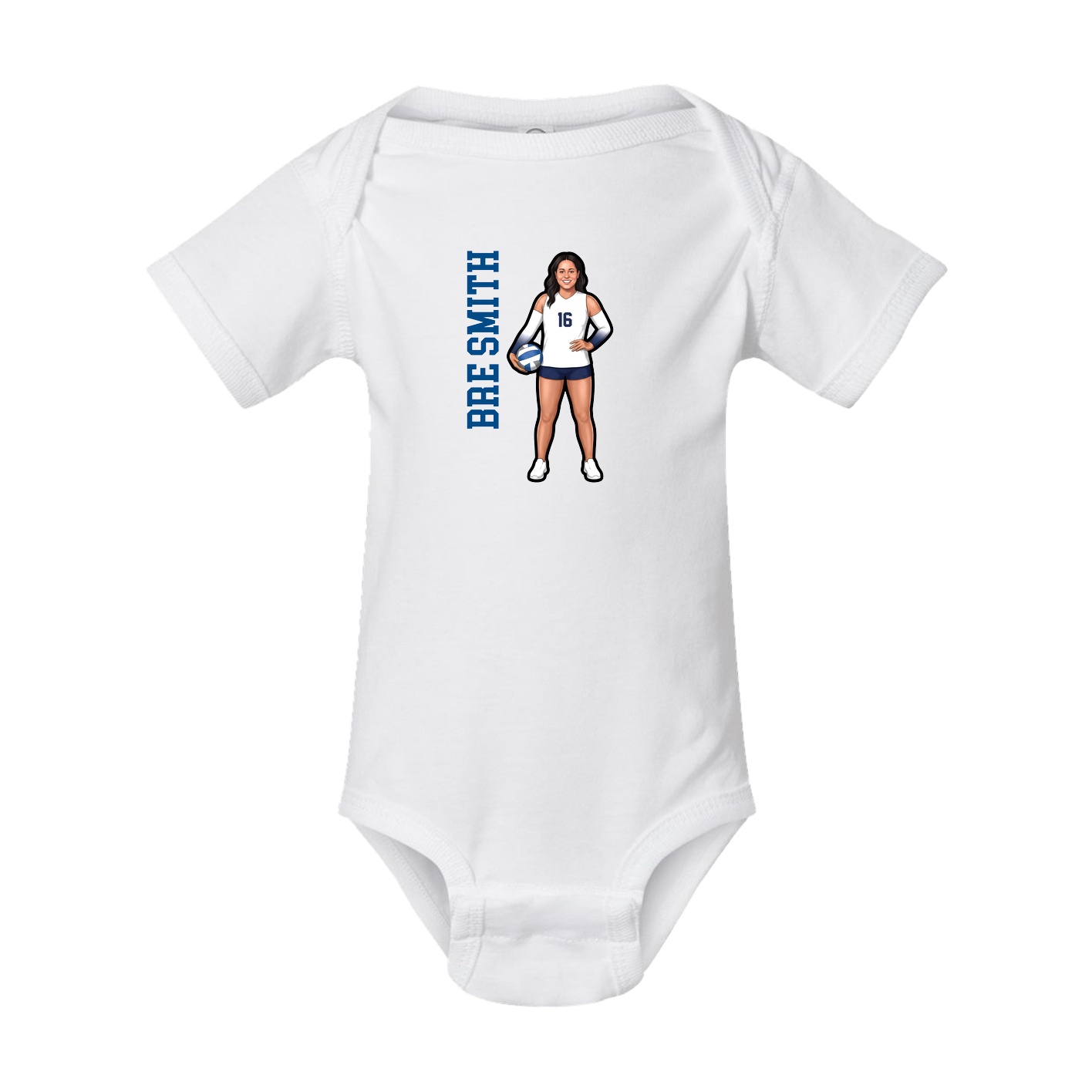 Baby Onesie — Name Vertical in White