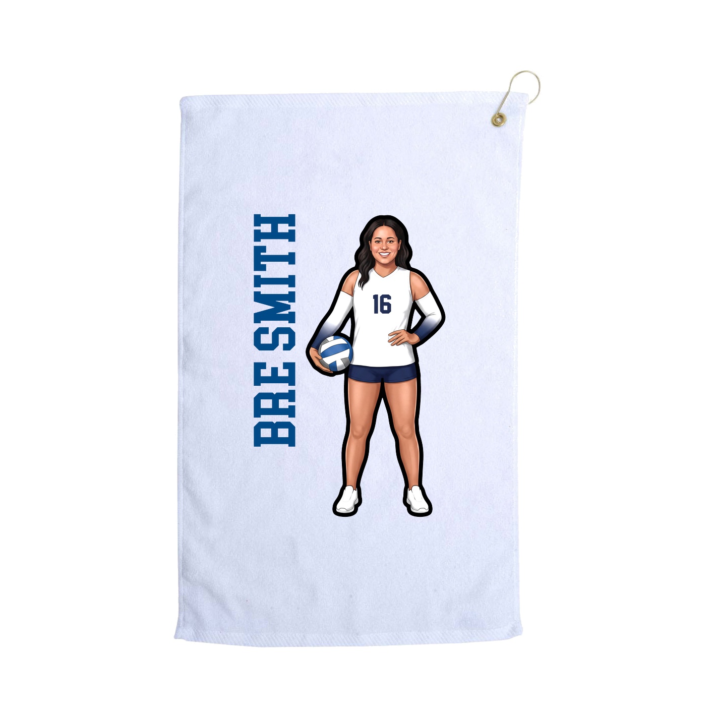 Golf Towel — Name Vertical in White