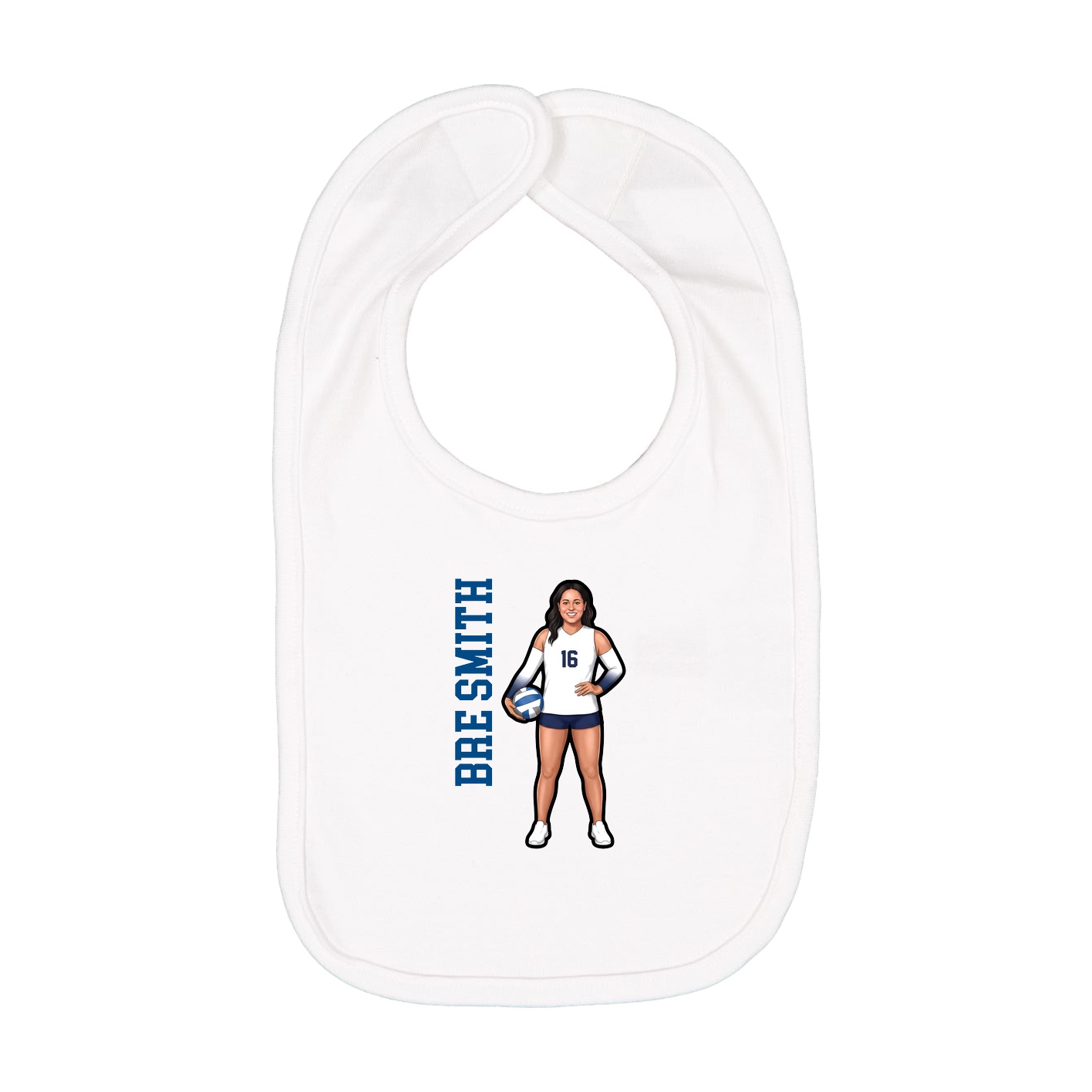 Infant Bib — Name Vertical in White